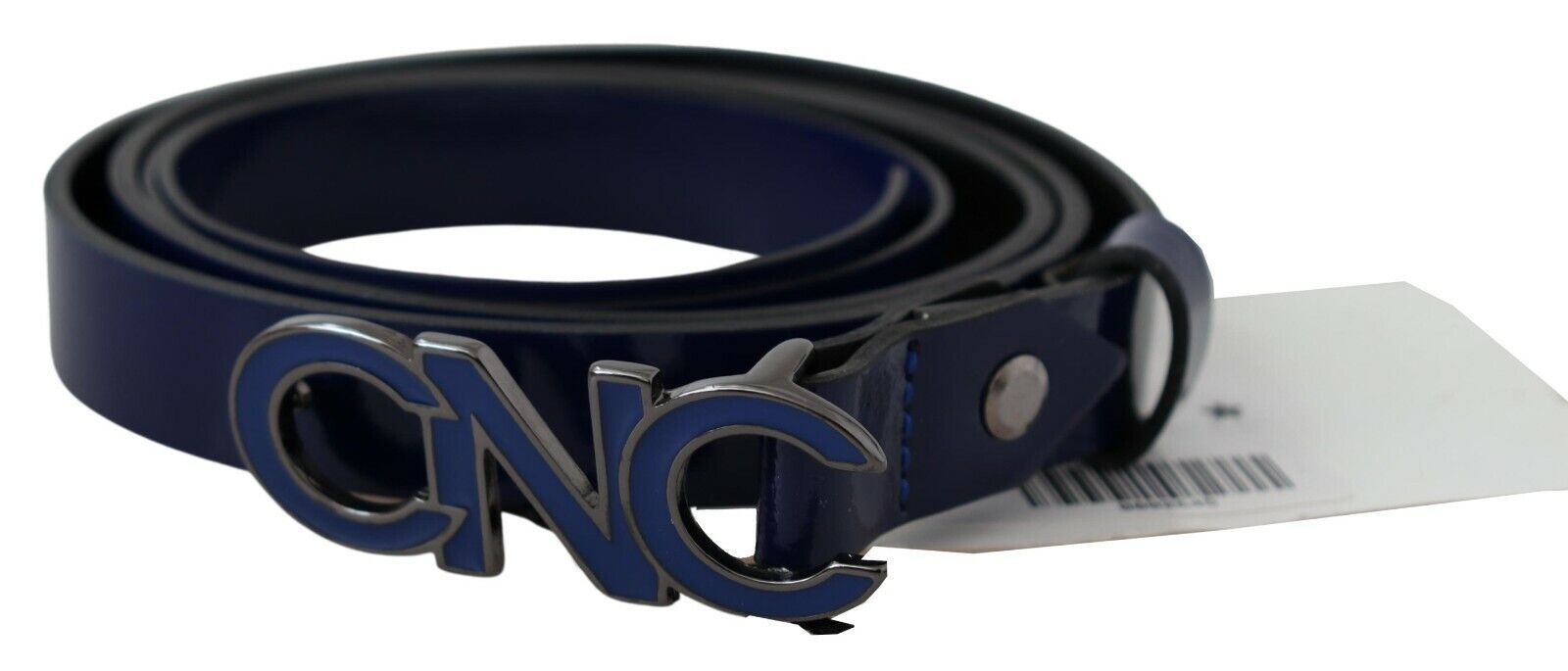 Costume National Ceinture élégante en cuir bleu foncé