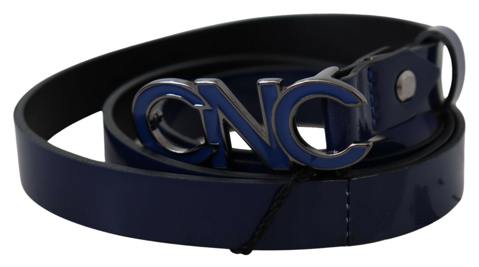 Costume National Ceinture élégante en cuir bleu foncé