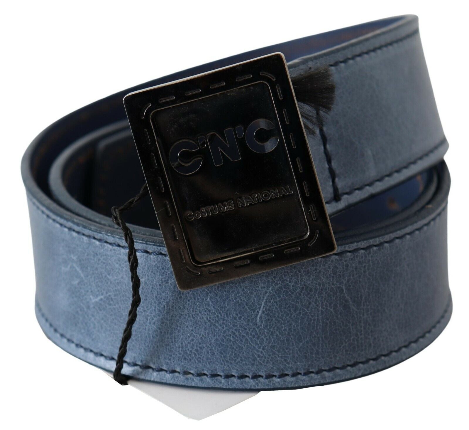 Costume National Ceinture de mode en cuir bleu élégant