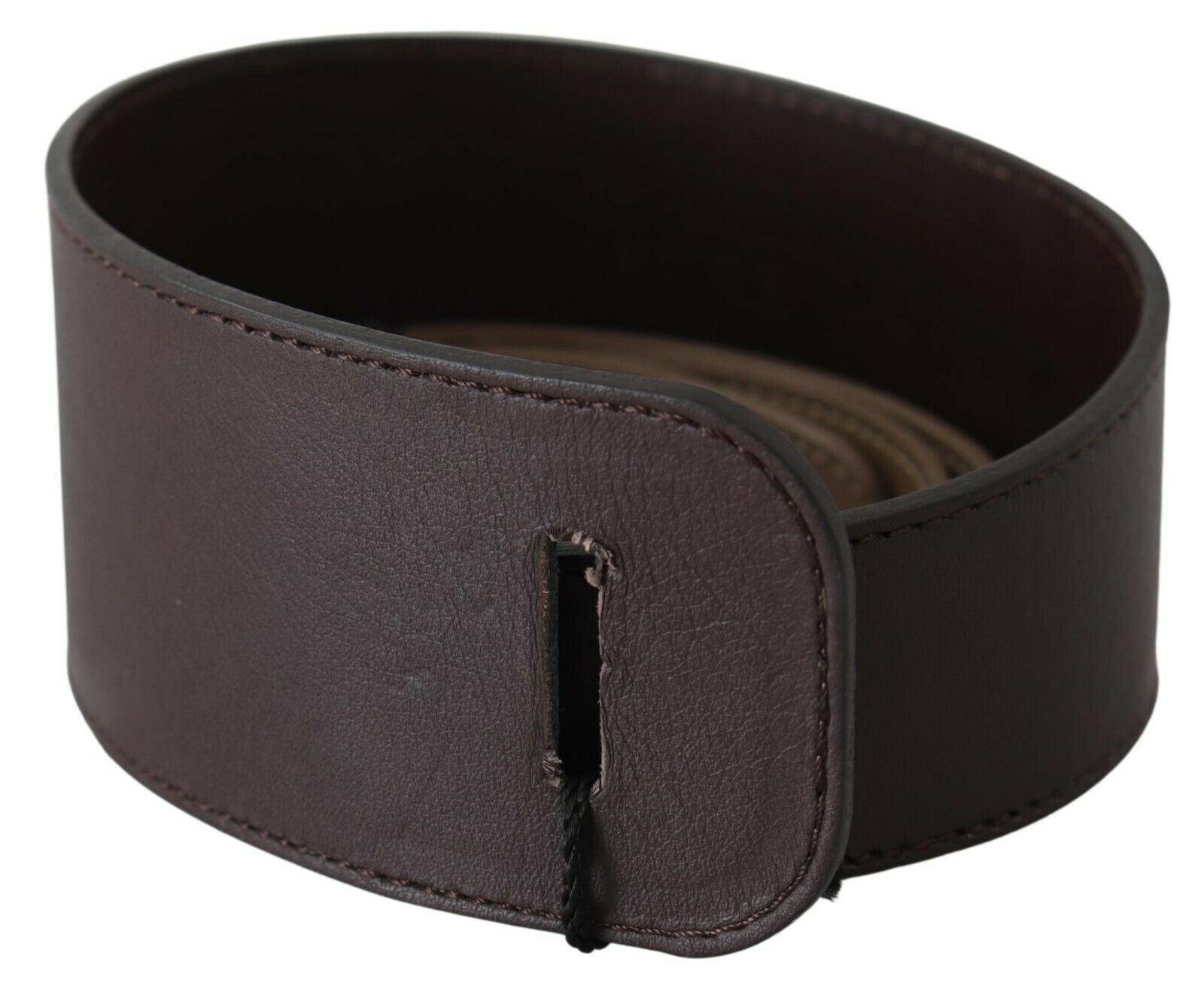 GF Ferre Ceinture élégante en cuir tressé marron foncé