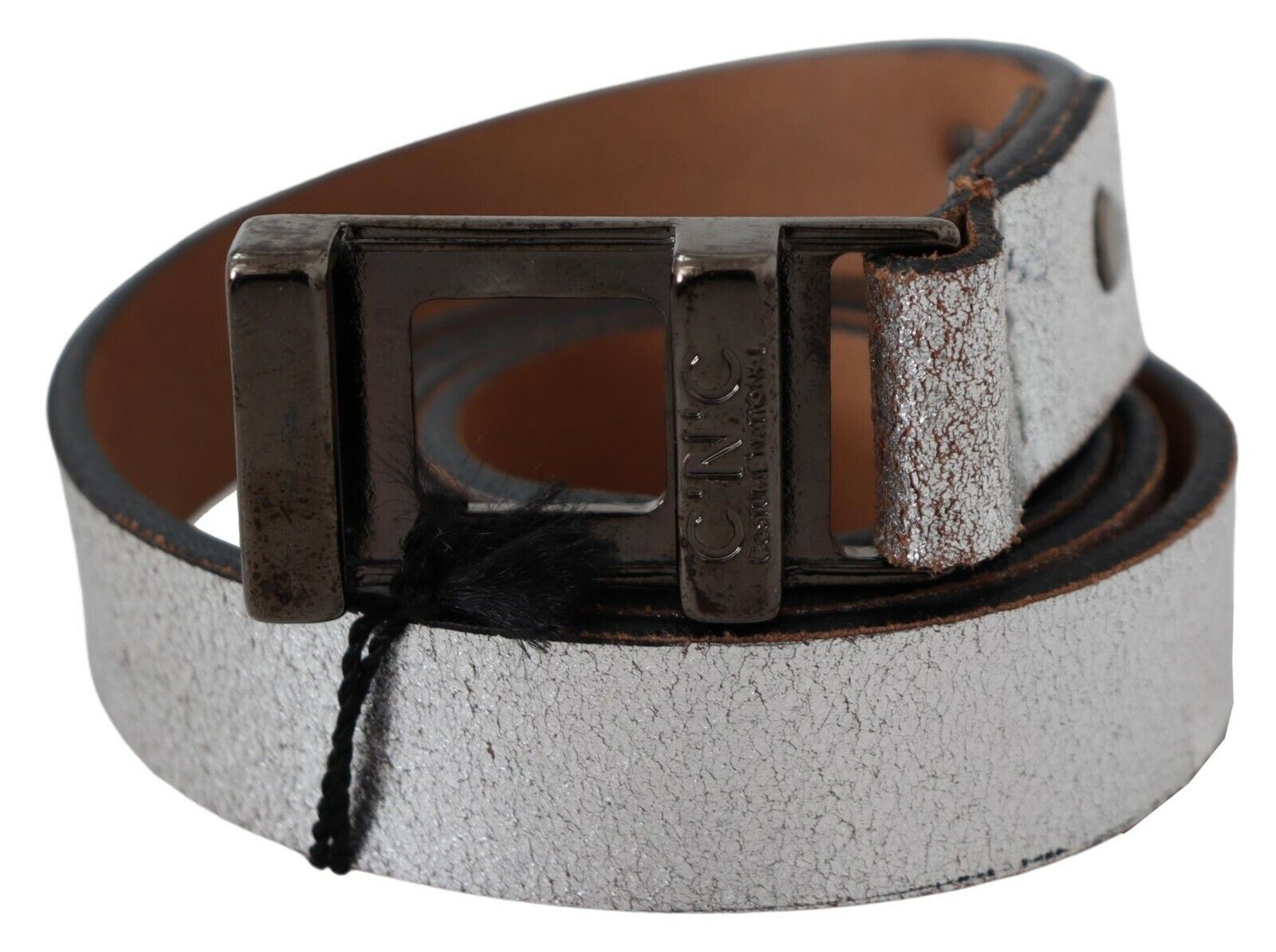 Costume National Elegant Silver Leather Fashion Belt