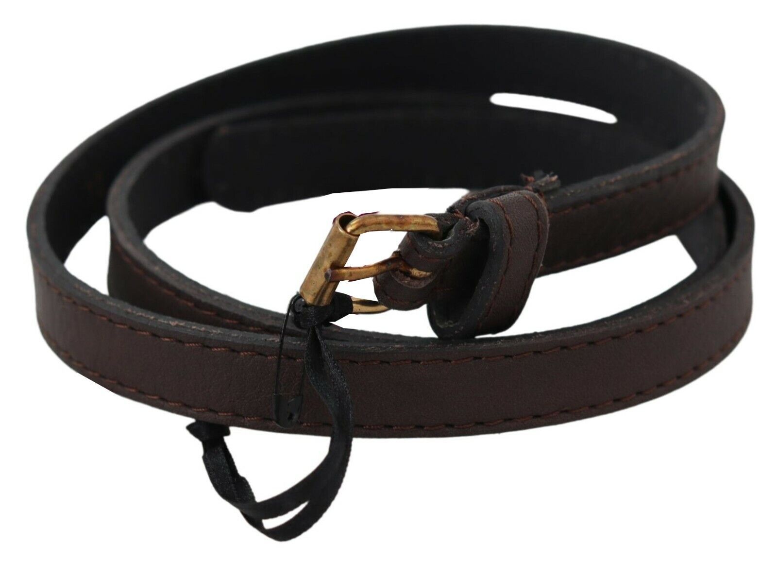 MILA SCHÖN Ceinture tendance élégante en cuir marron avec boucle dorée