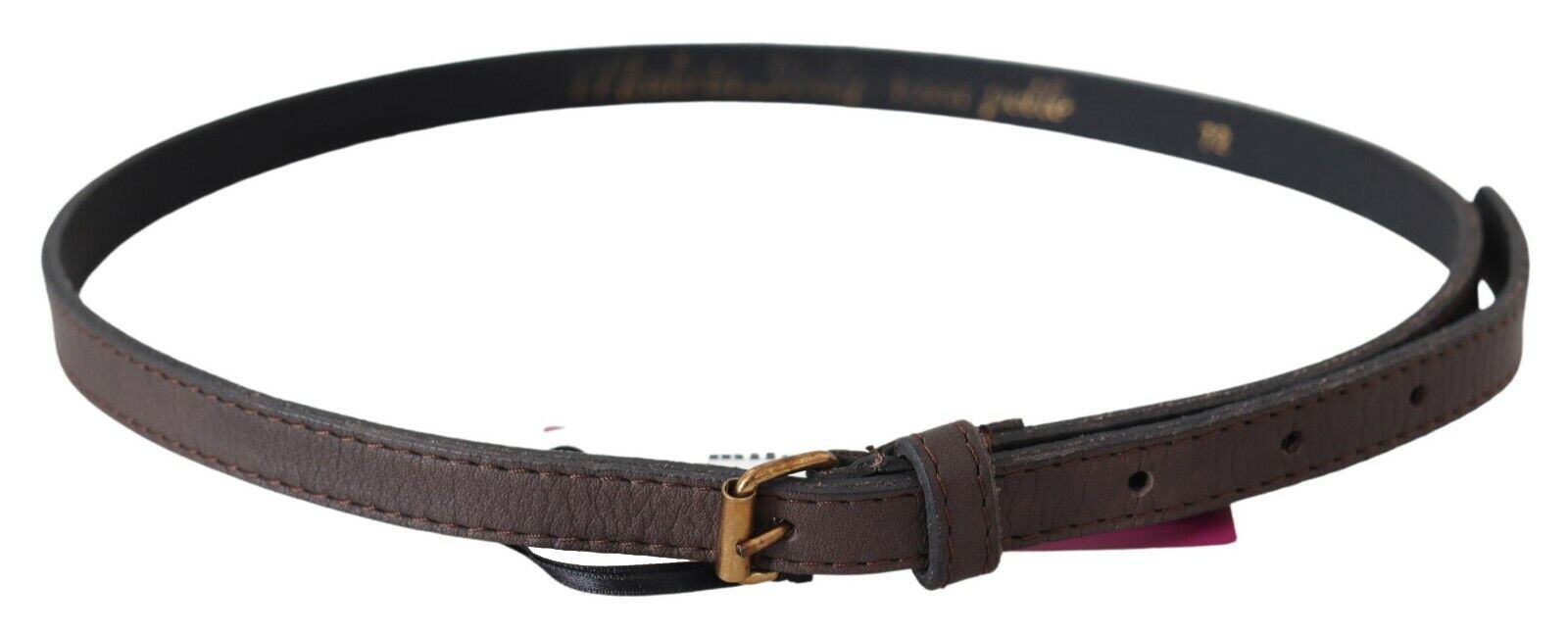 MILA SCHÖN Elegant Brown Leather Fashion Belt with Gold-Tone Buckle