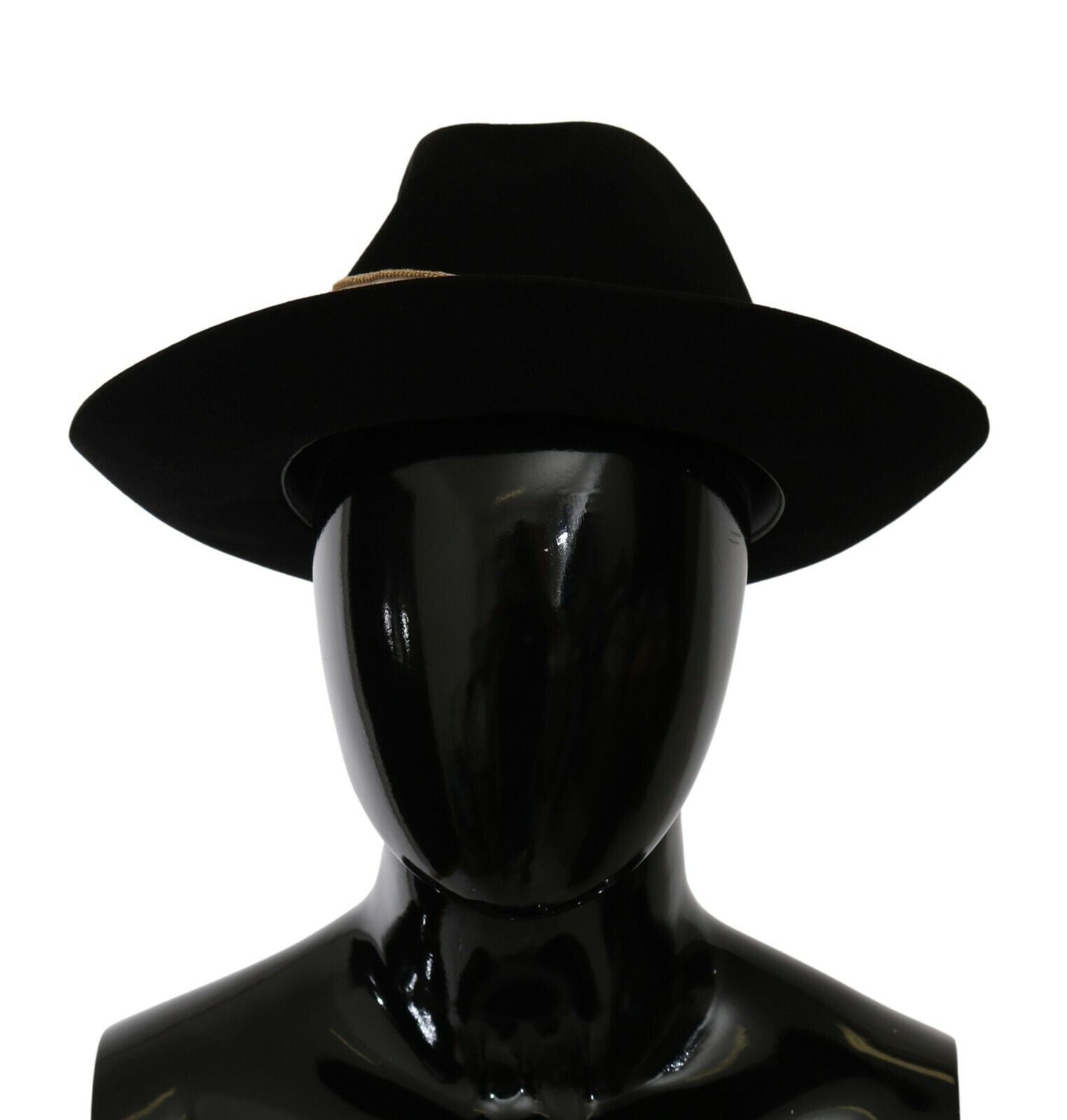 Dolce &amp; Gabbana Élégant Chapeau Panama Noir Lapin À Large Bord