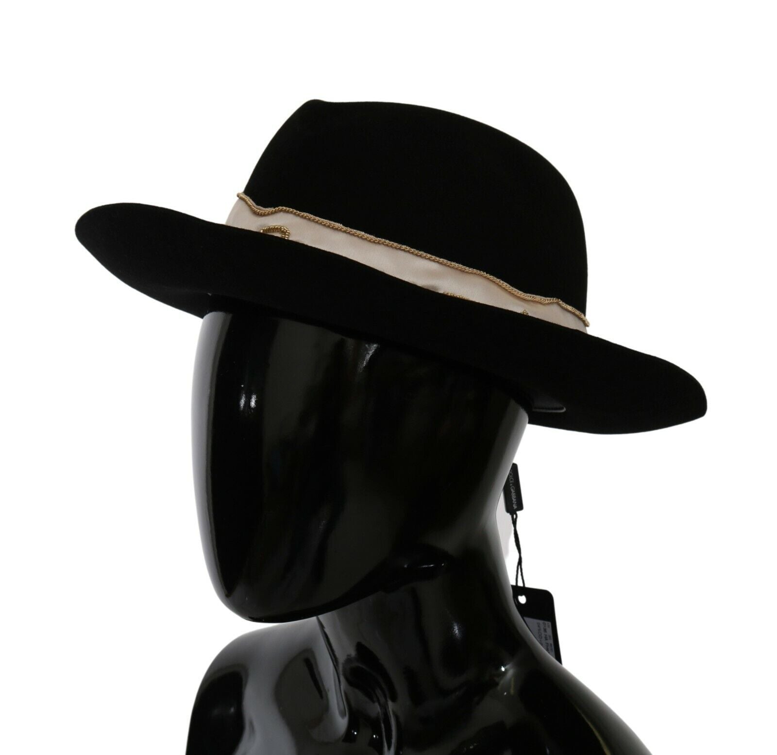 Dolce &amp; Gabbana Élégant Chapeau Panama Noir Lapin À Large Bord