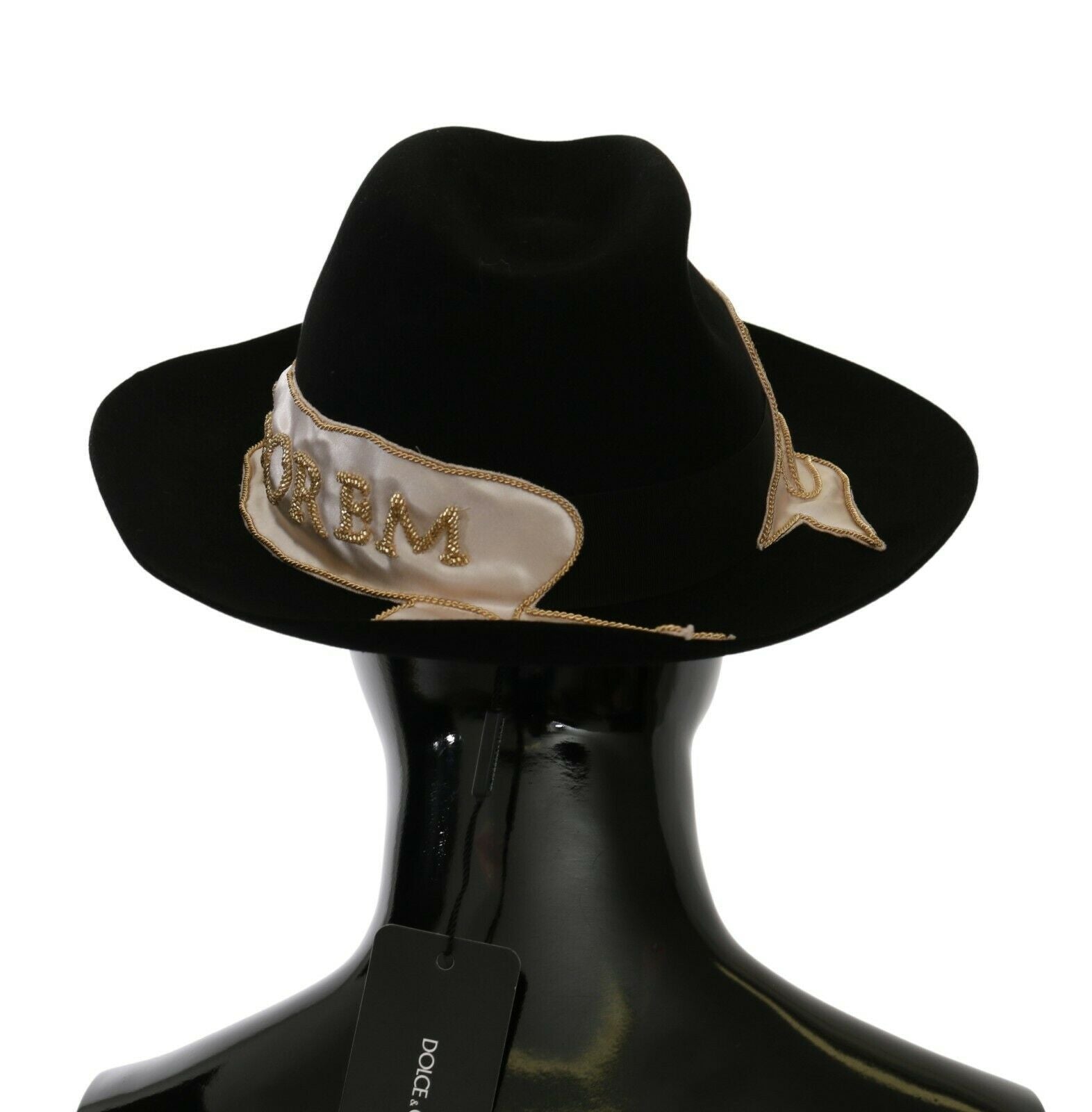 Dolce &amp; Gabbana Élégant Chapeau Panama Noir Lapin À Large Bord