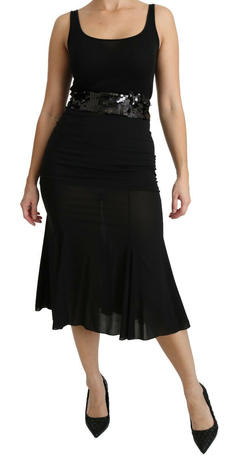 Dolce &amp; Gabbana Chic Jupe taille haute en soie mélangée noire