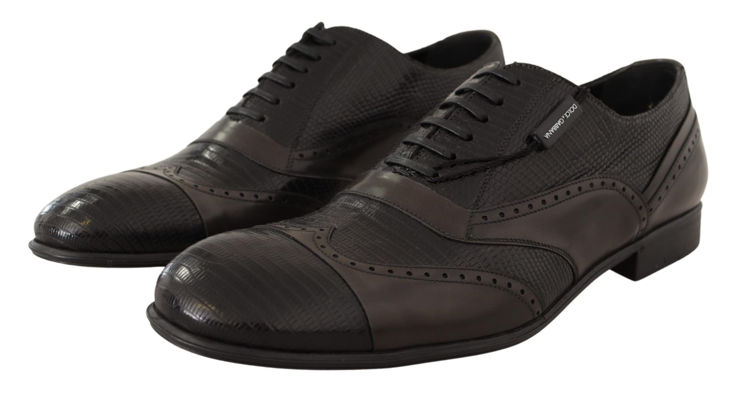 Dolce &amp; Gabbana Élégantes chaussures Oxford en cuir de lézard marron