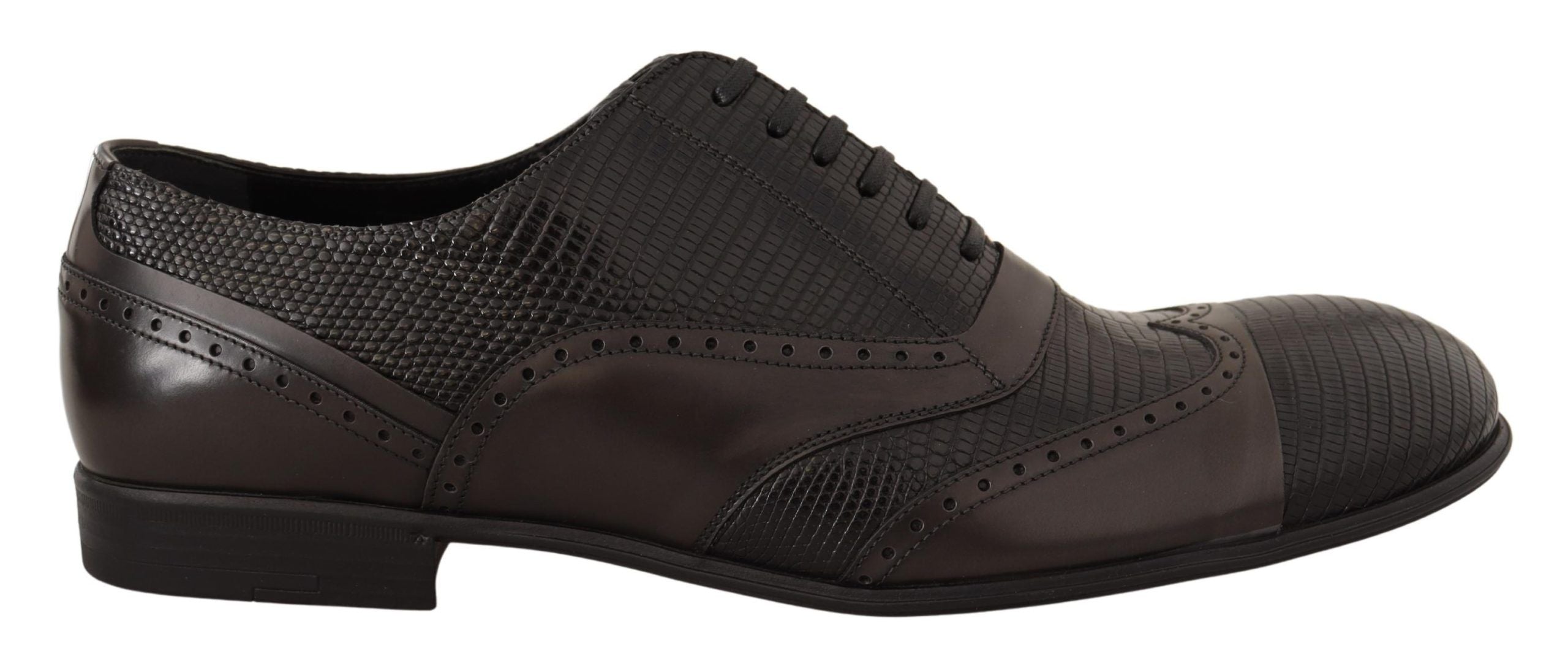 Dolce &amp; Gabbana Élégantes chaussures Oxford en cuir de lézard marron