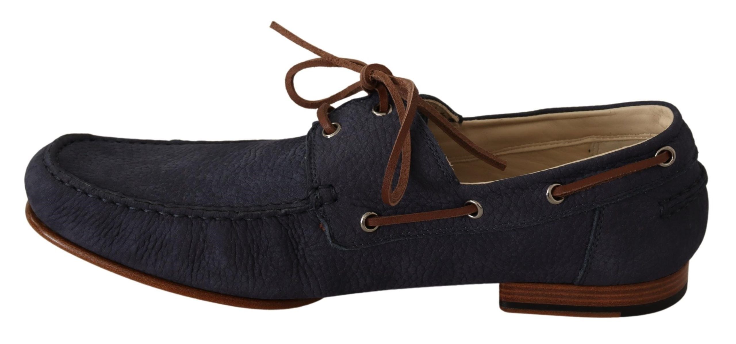 Dolce &amp; Gabbana élégantes chaussures bateau en cuir bleu et marron