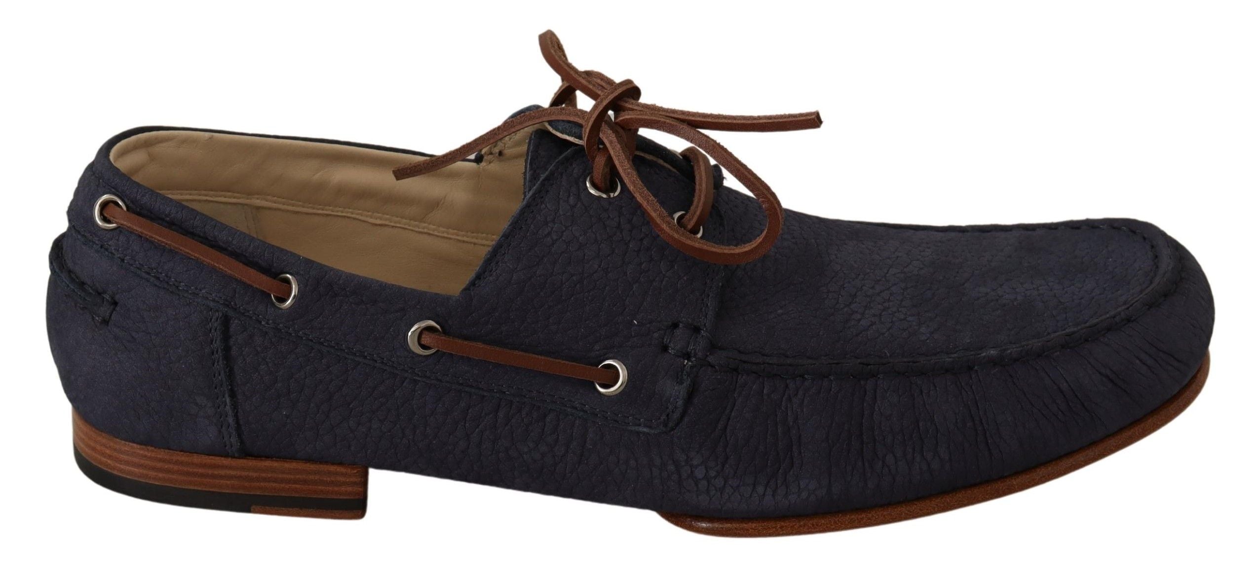 Dolce &amp; Gabbana élégantes chaussures bateau en cuir bleu et marron