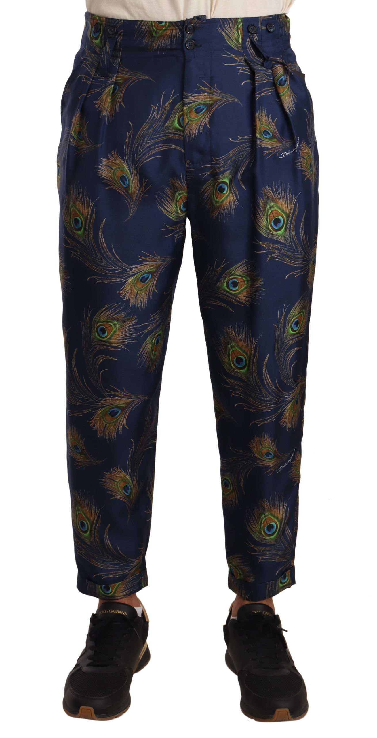 Dolce &amp; Gabbana Pantalon en soie imprimé paon exquis