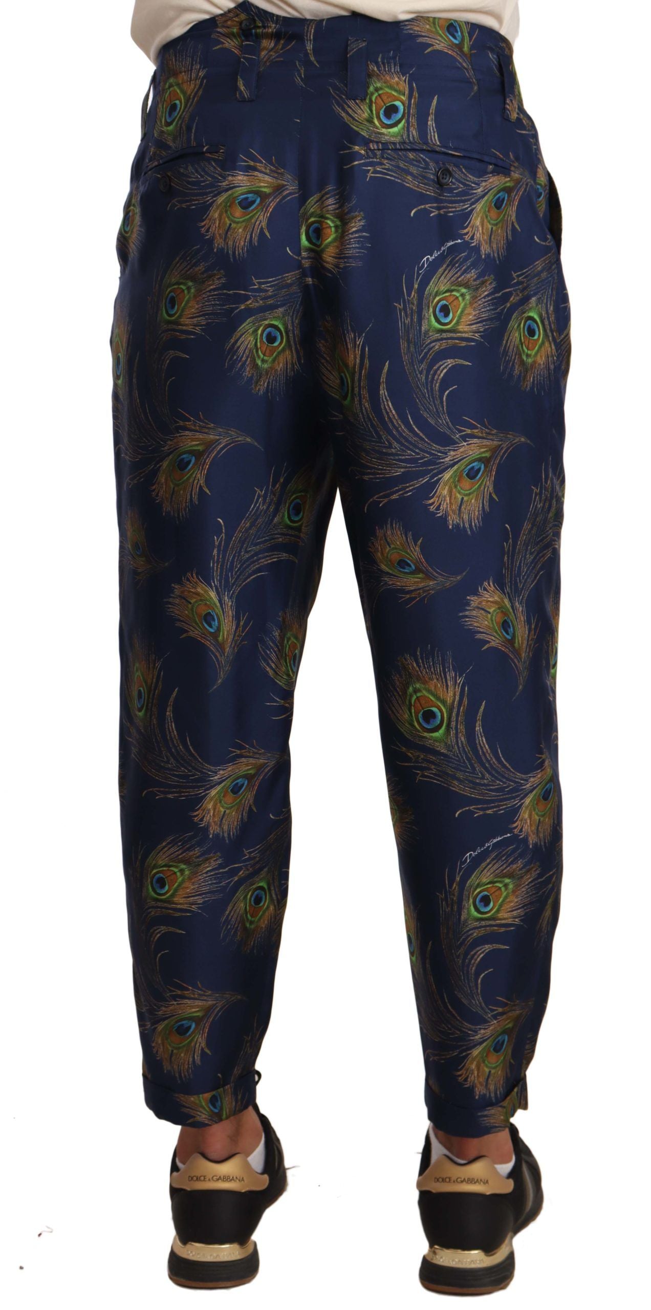 Dolce &amp; Gabbana Pantalon en soie imprimé paon exquis