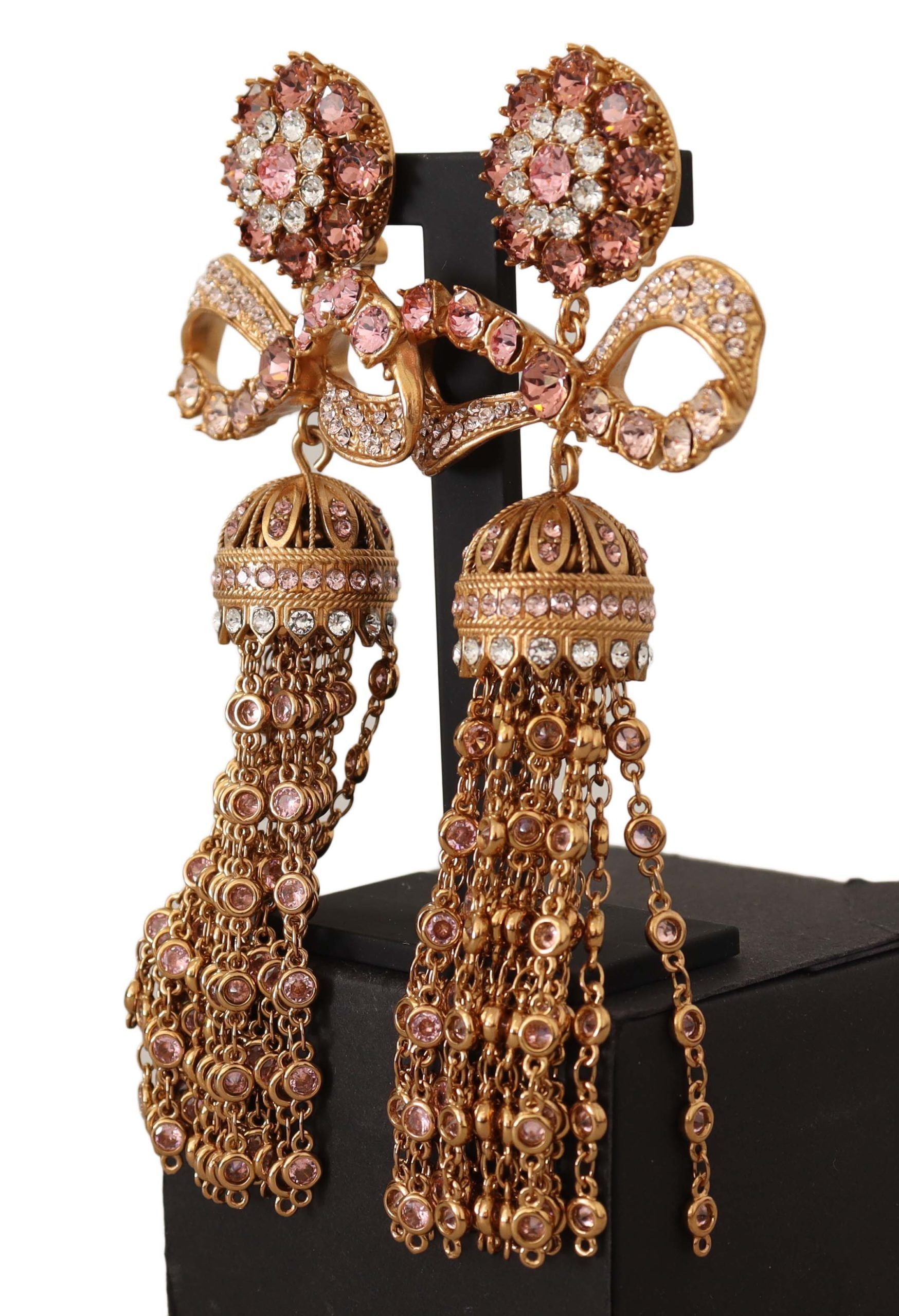 Dolce &amp; Gabbana Boucles d'oreilles élégantes avec nœud en or antique