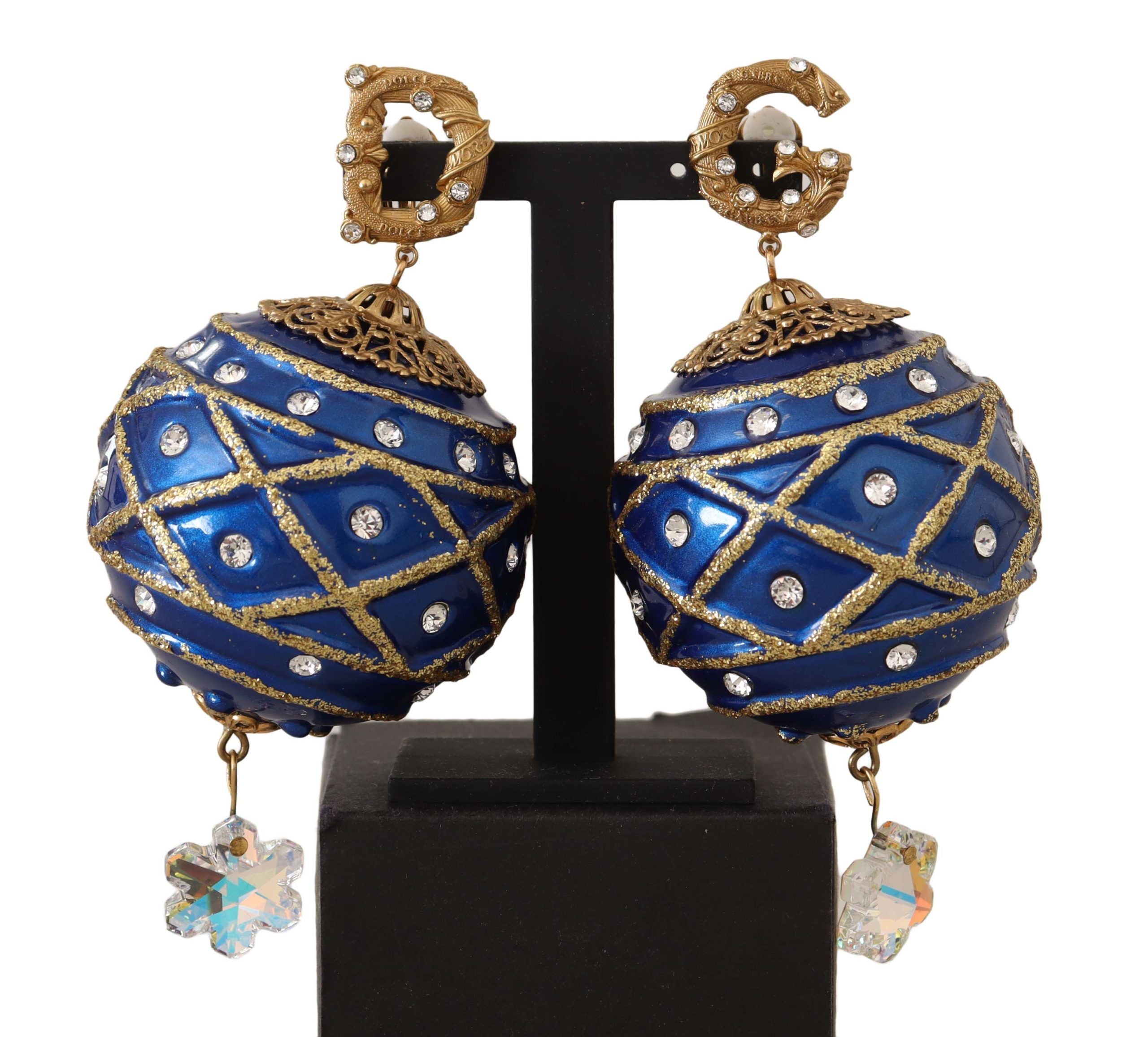 Dolce &amp; Gabbana Boucles d'oreilles à clips en cristal éblouissantes et festives