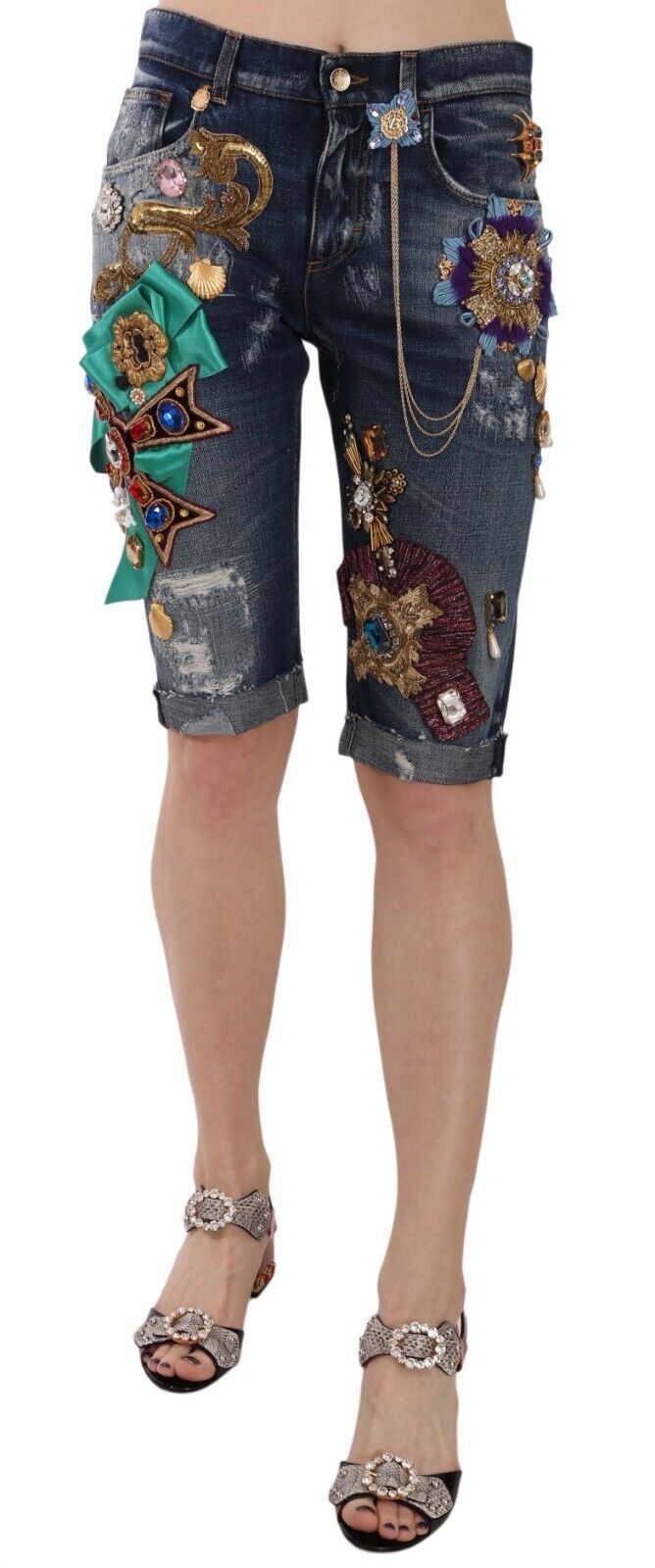 Dolce &amp; Gabbana Short en jean orné élégant longueur genou