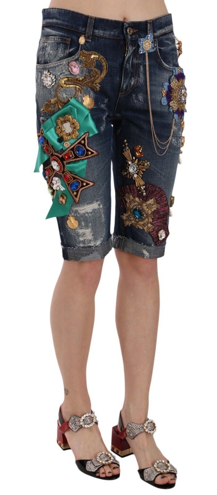 Dolce &amp; Gabbana Short en jean orné élégant longueur genou