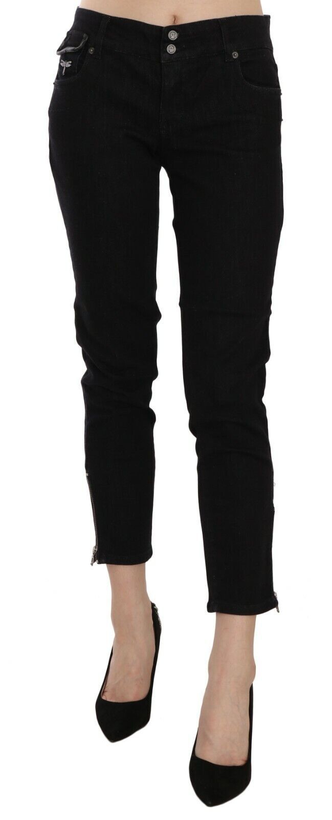 Jean court slim taille moyenne noir John Galliano Chic