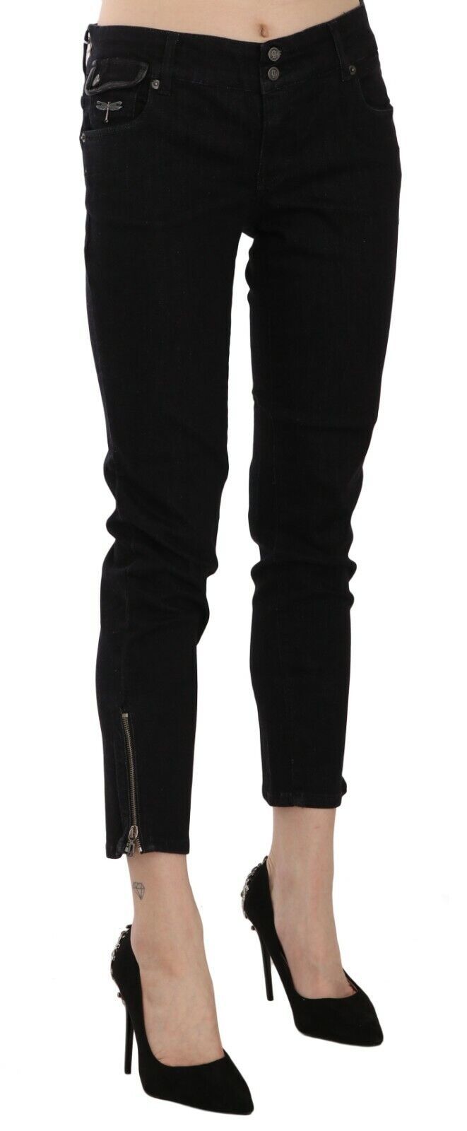 Jean court slim taille moyenne noir John Galliano Chic