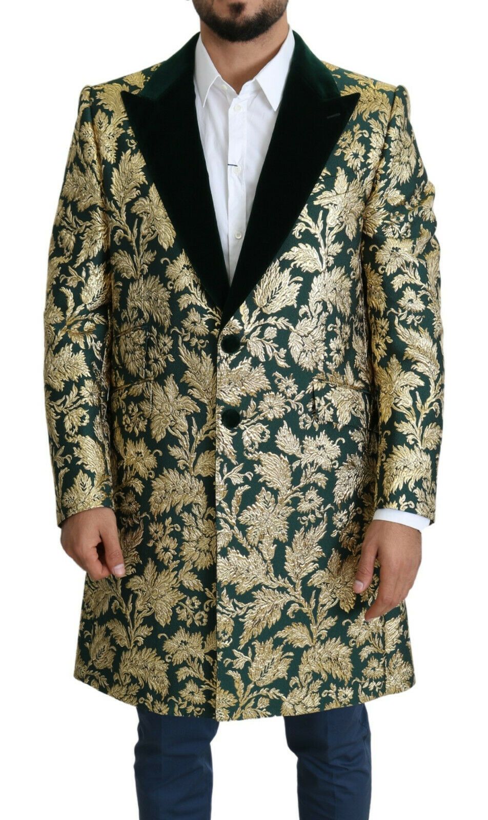 Dolce &amp; Gabbana Veste Sicilia en jacquard vert doré élégant