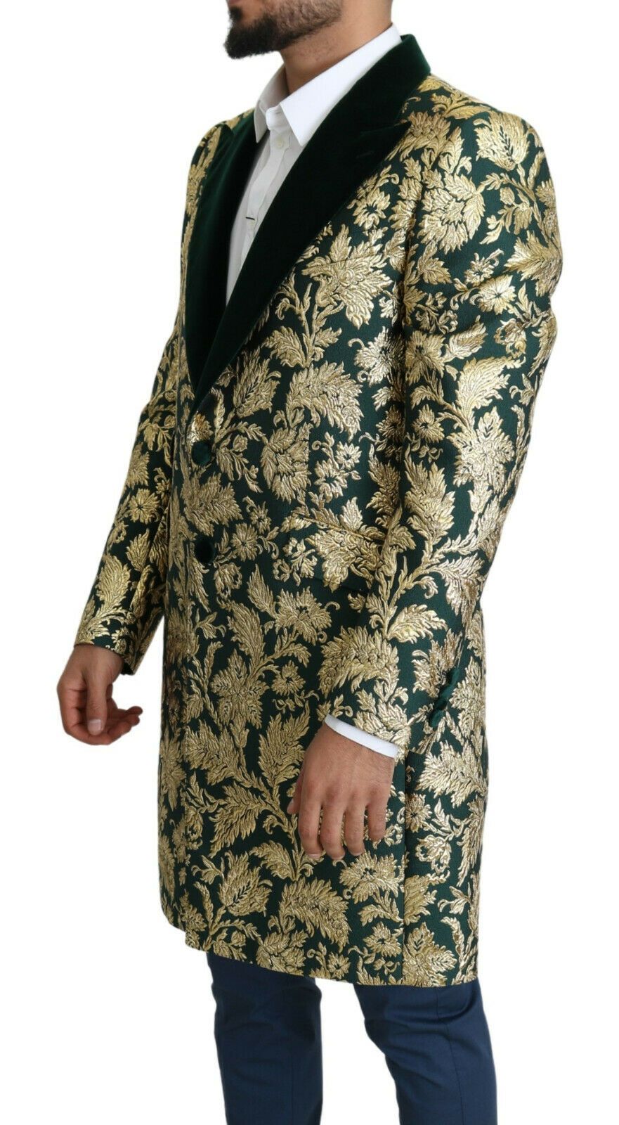 Dolce &amp; Gabbana Veste Sicilia en jacquard vert doré élégant