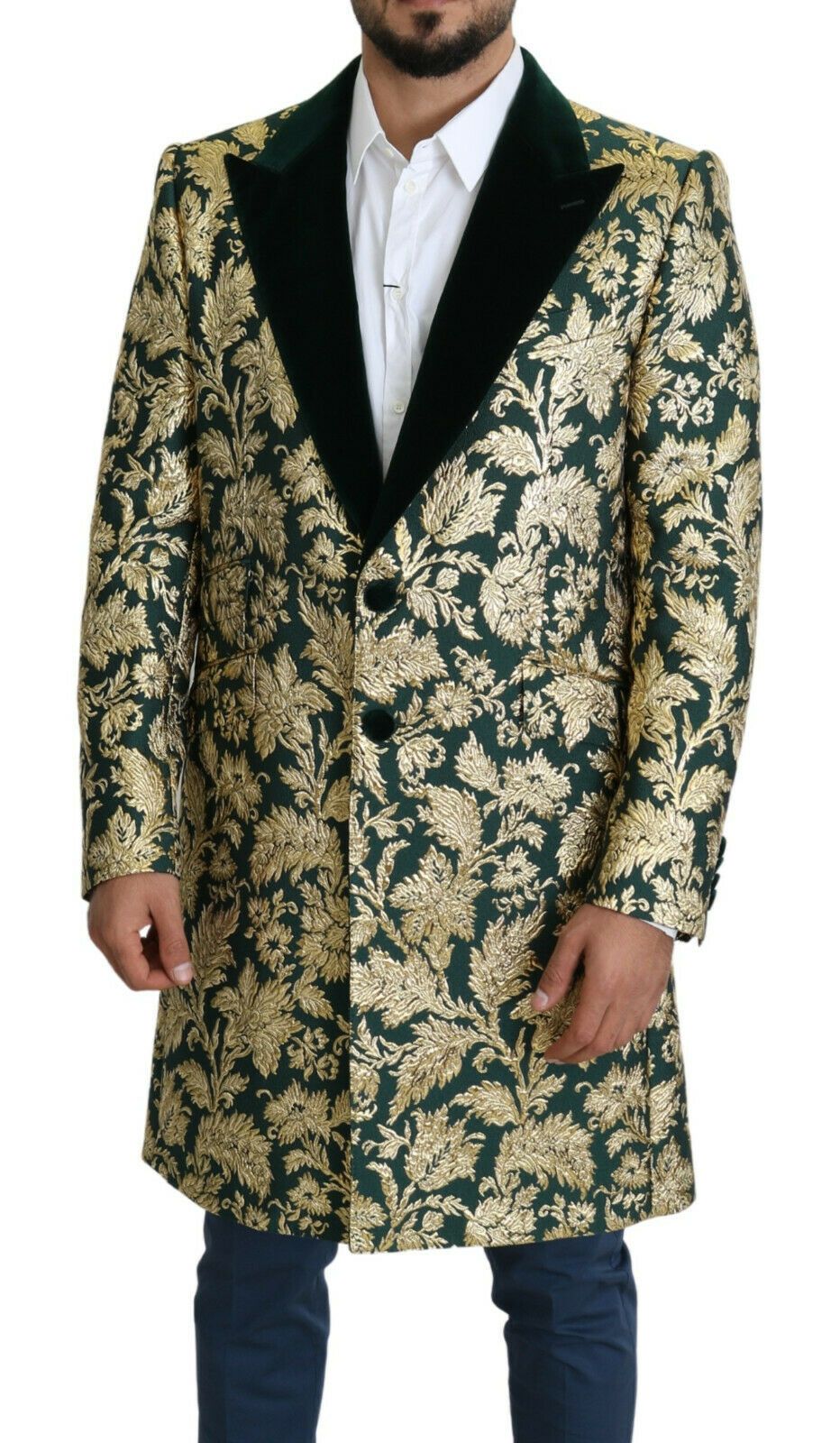 Dolce &amp; Gabbana Veste Sicilia en jacquard vert doré élégant