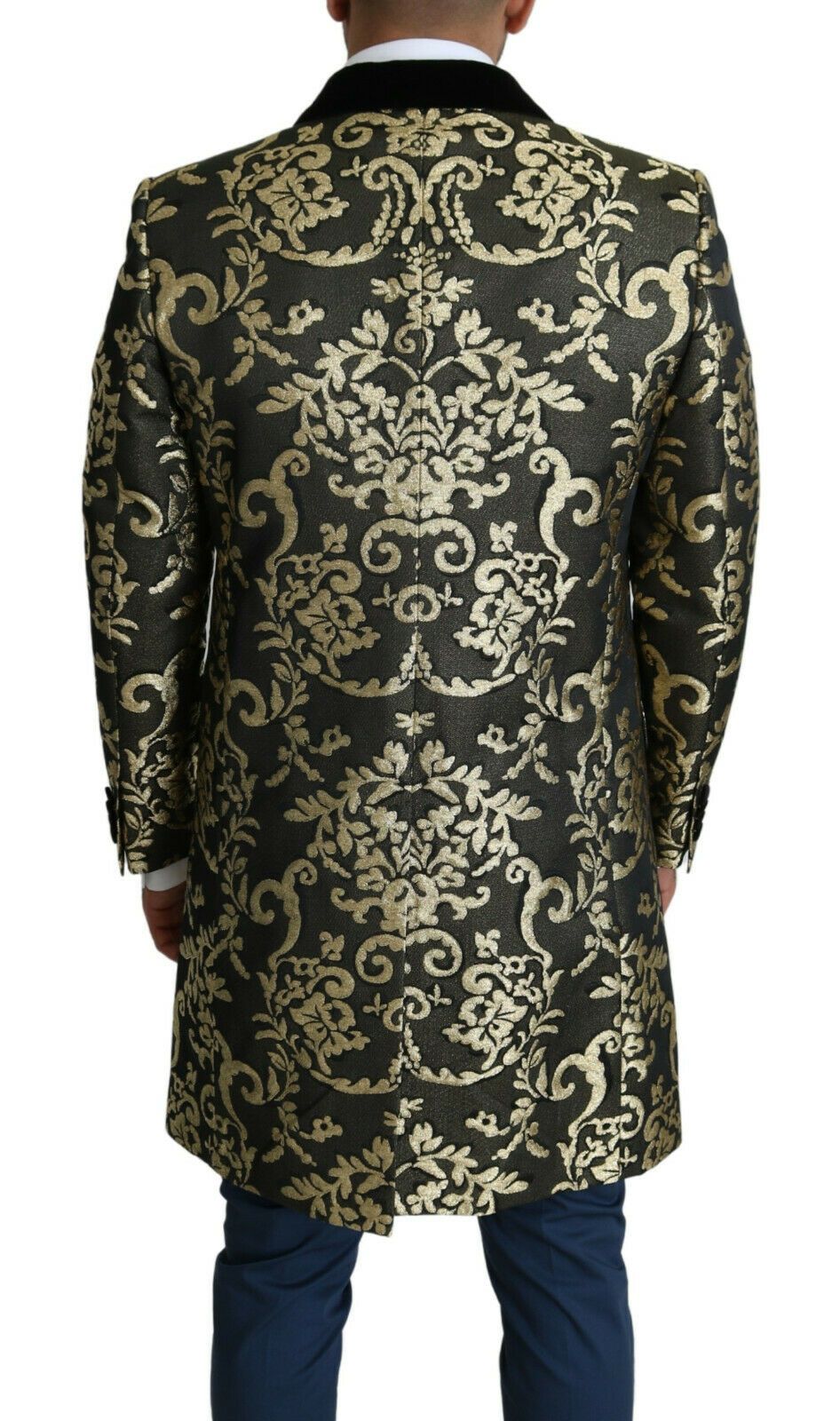 Dolce &amp; Gabbana Manteau à double boutonnage en jacquard Sicilia noir doré