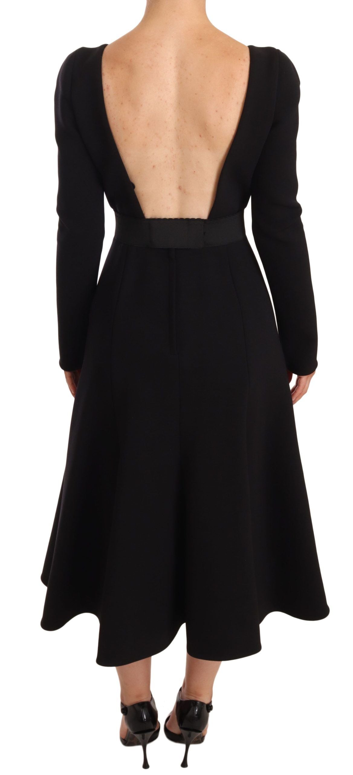 Dolce &amp; Gabbana Robe fourreau extensible noire élégante mi-mollet