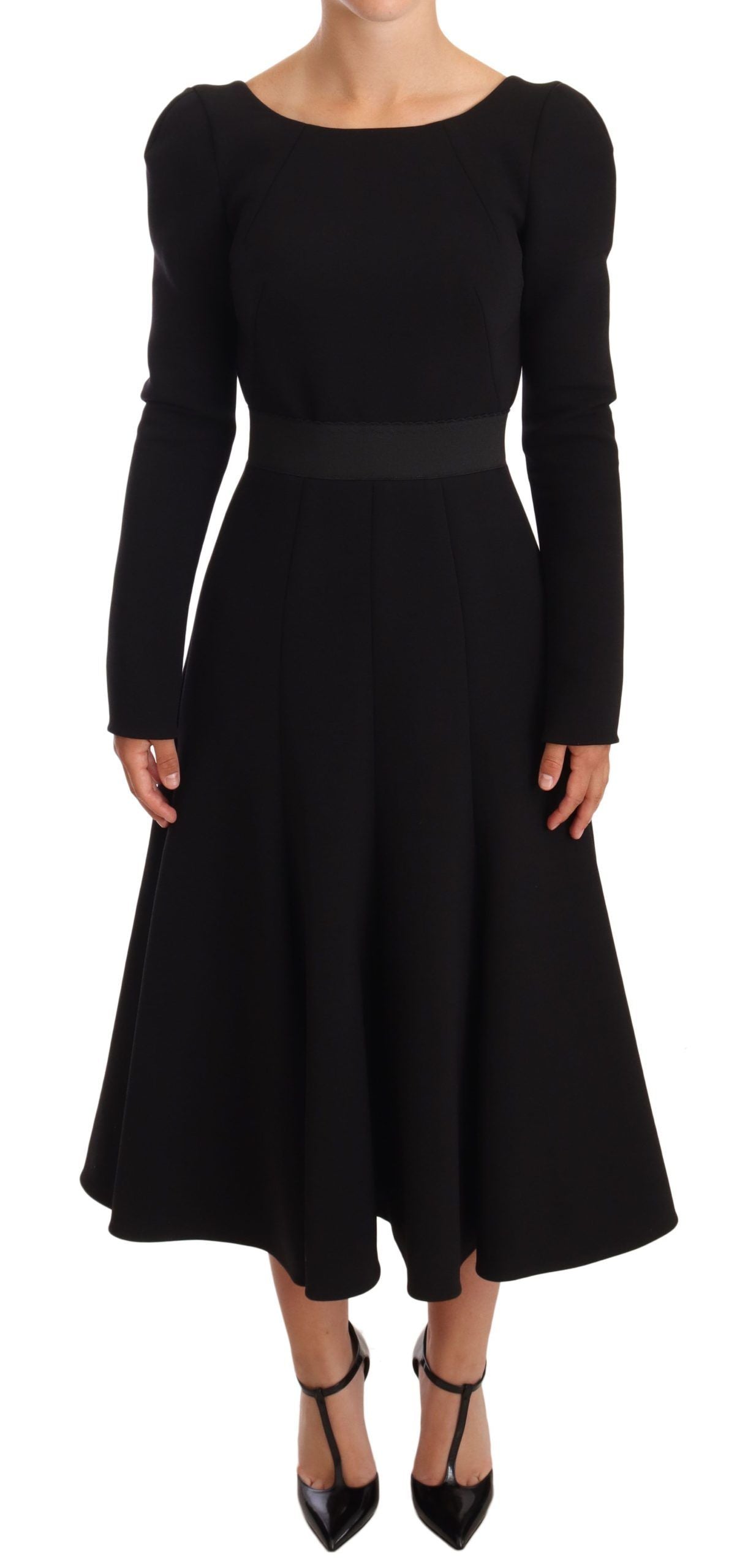 Dolce &amp; Gabbana Robe fourreau extensible noire élégante mi-mollet