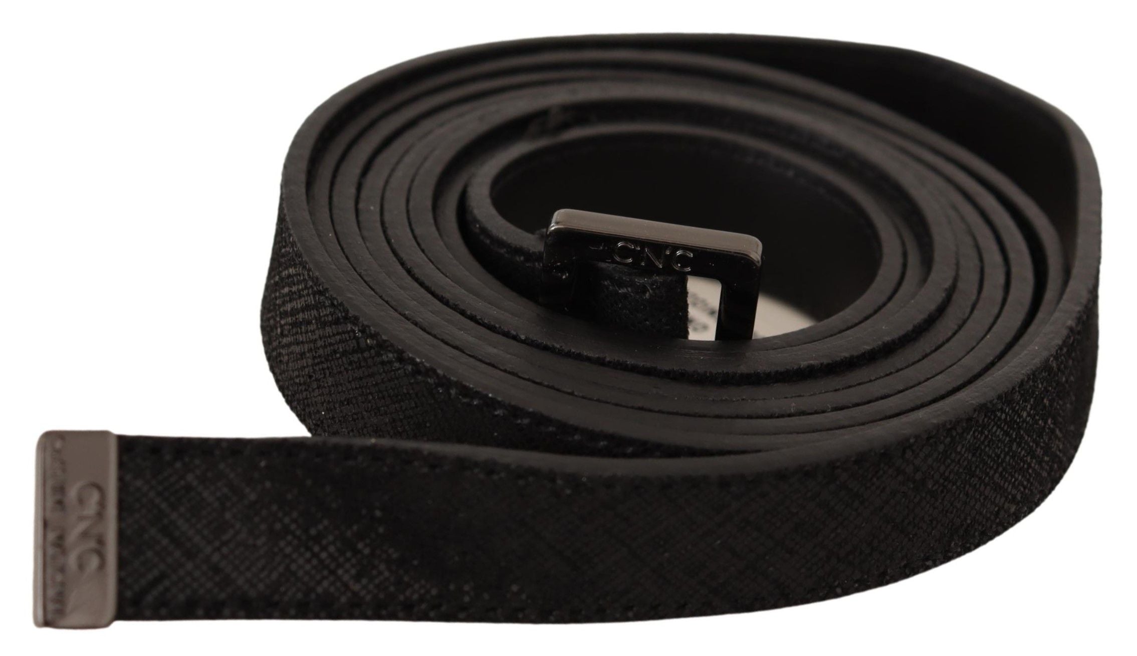 Costume National Chic Ceinture tendance en cuir noir avec boucle en métal