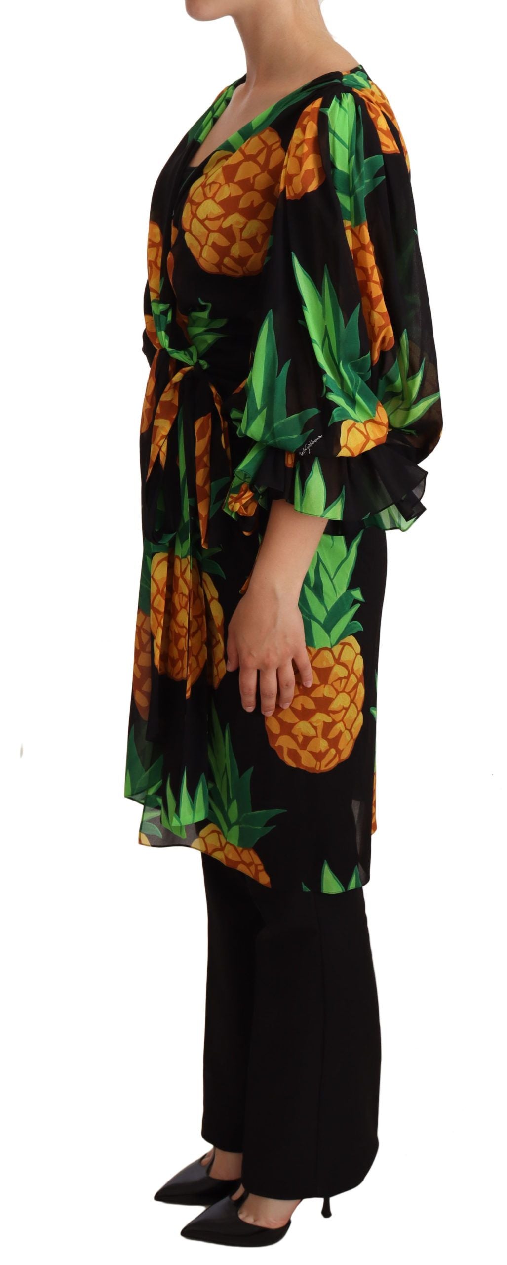 Dolce &amp; Gabbana Robe portefeuille drapée ananas vibrant