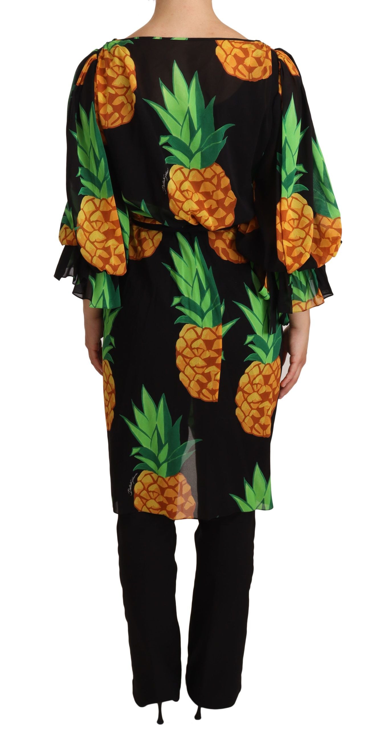 Dolce &amp; Gabbana Robe portefeuille drapée ananas vibrant