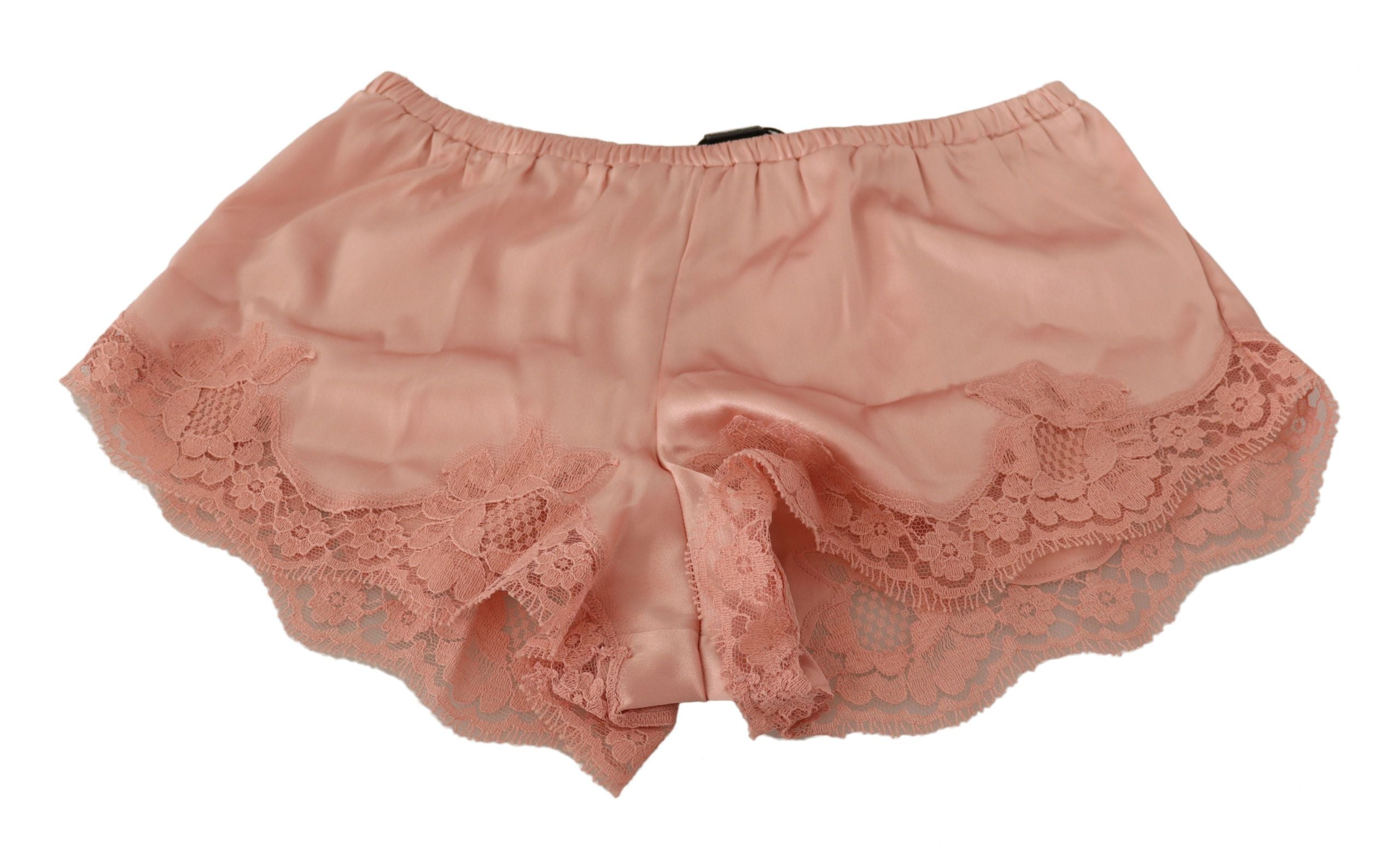 Dolce &amp; Gabbana Short de lingerie élégant en dentelle de soie rose poudré