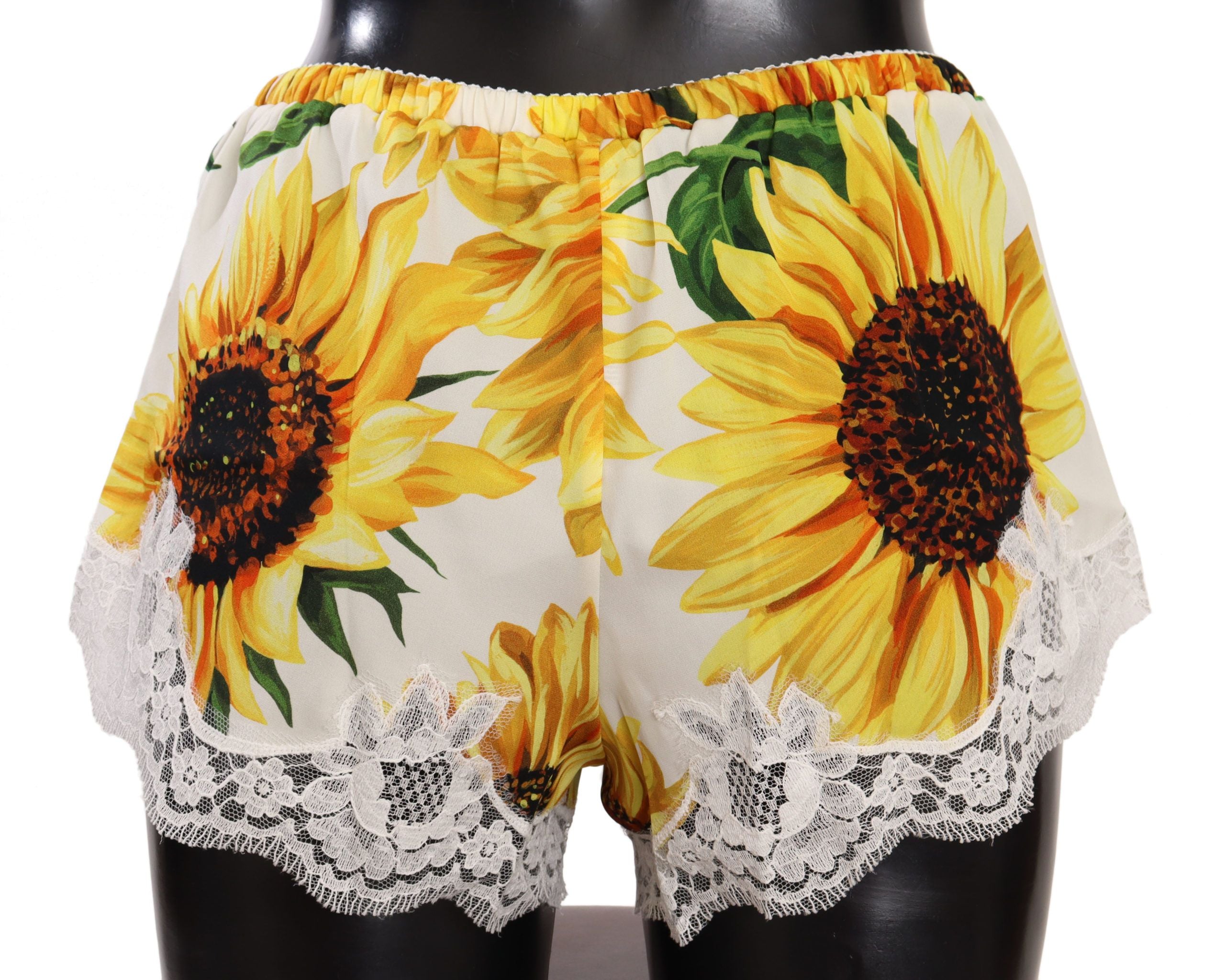 Dolce &amp; Gabbana Short Lingerie En Dentelle Tournesol - Mélange De Soie