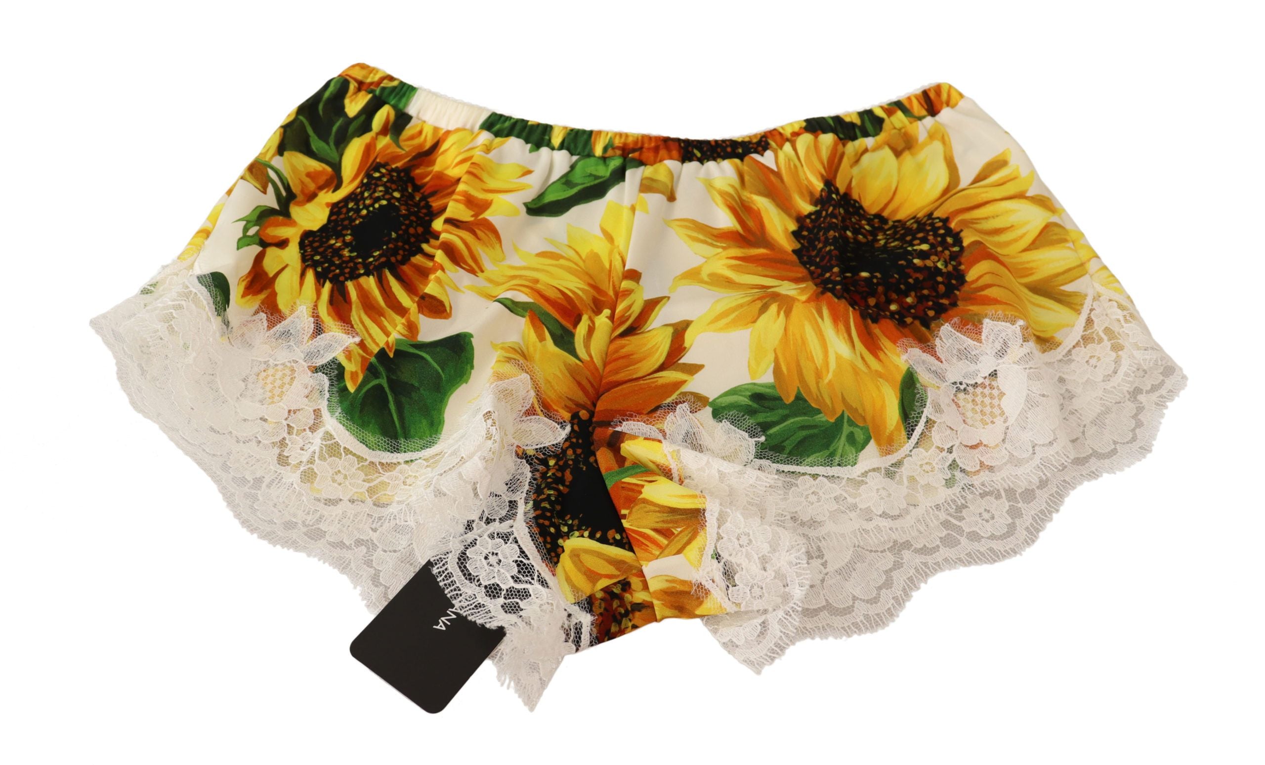 Dolce &amp; Gabbana Short Lingerie En Dentelle Tournesol - Mélange De Soie