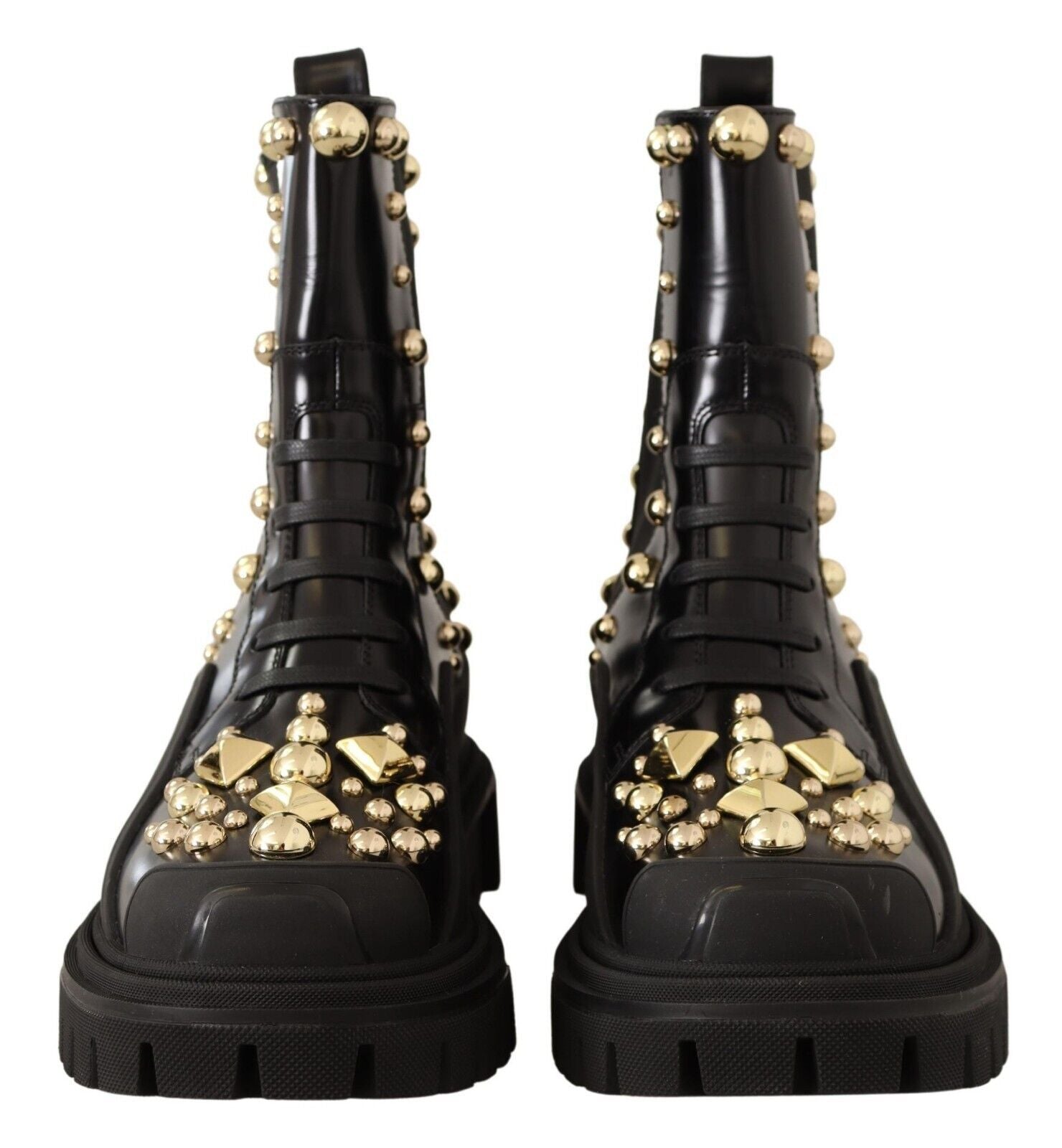 Dolce &amp; Gabbana Bottines de combat en cuir cloutées avec broderie