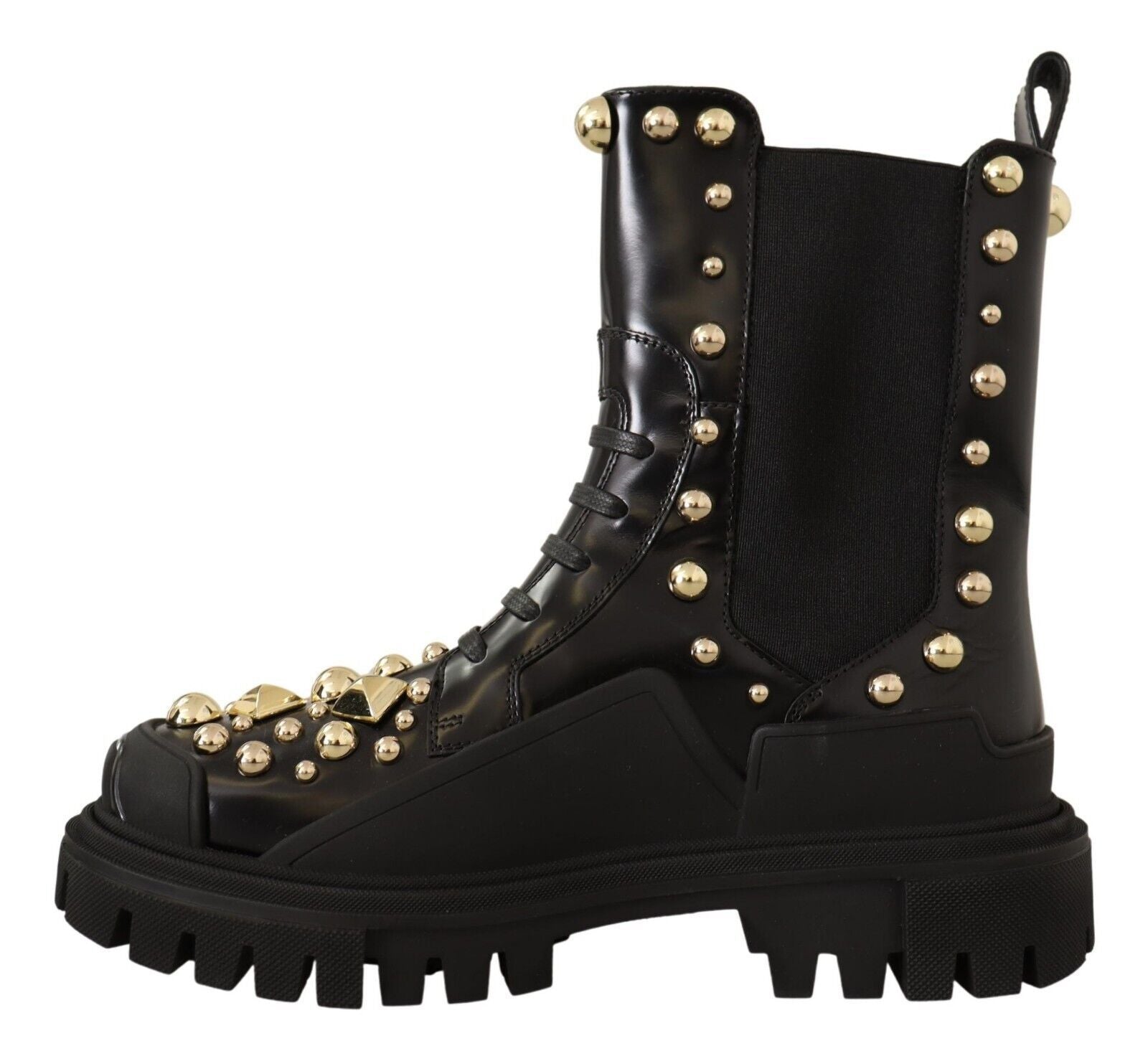 Dolce &amp; Gabbana Bottines de combat en cuir cloutées avec broderie