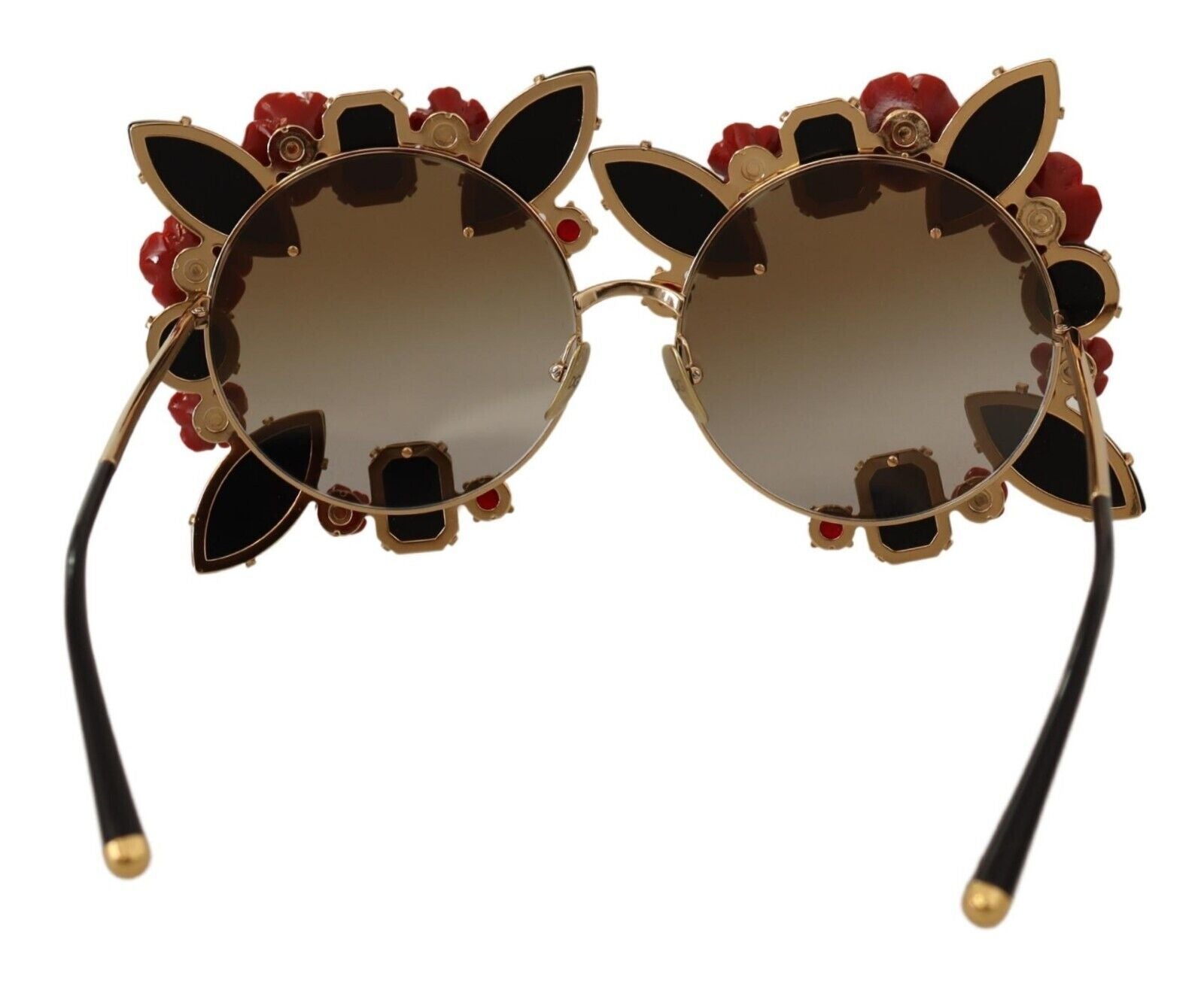 Dolce &amp; Gabbana Lunettes de soleil rondes élégantes en métal avec détail rose