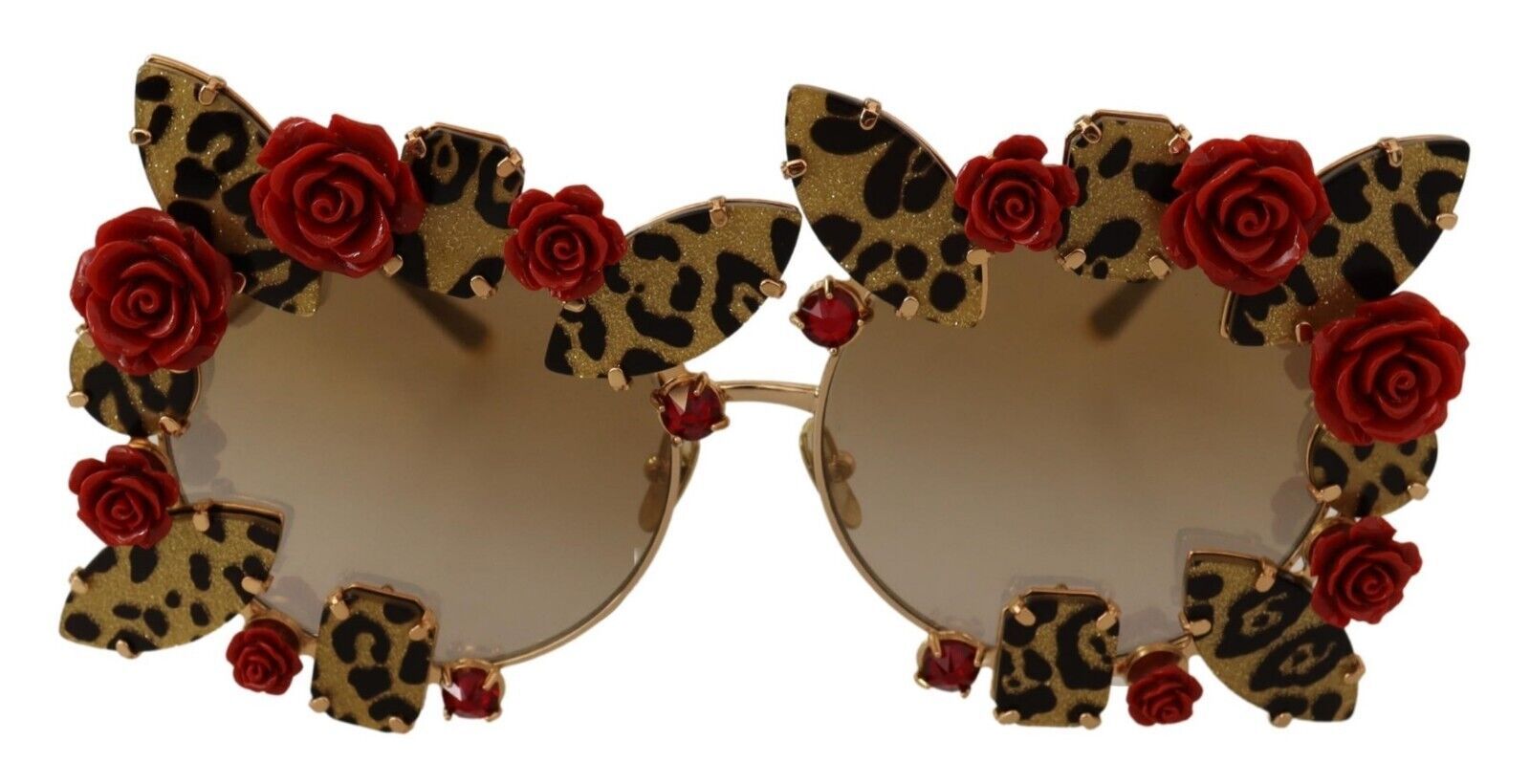 Dolce &amp; Gabbana Lunettes de soleil rondes élégantes en métal avec détail rose