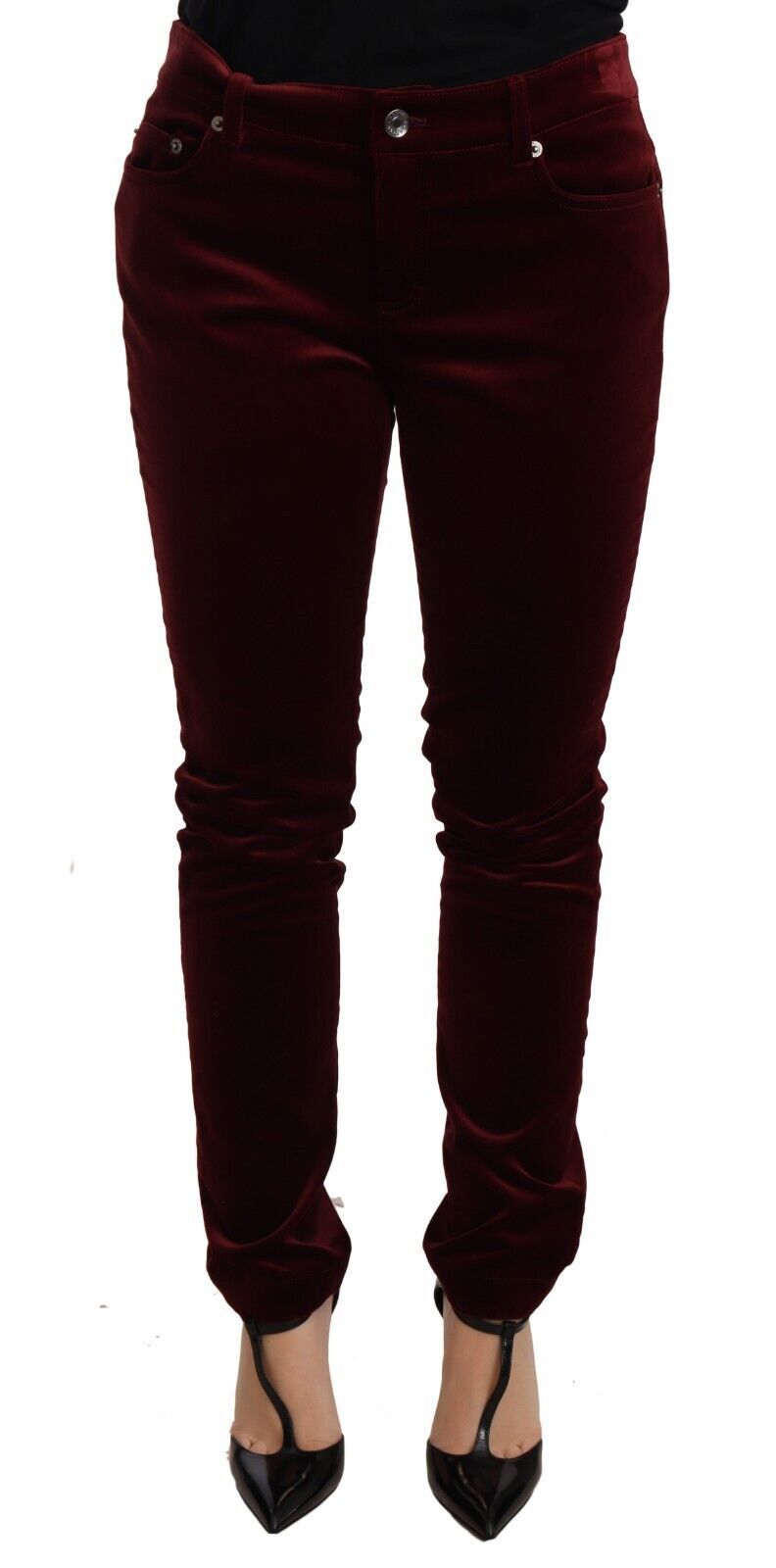 Dolce &amp; Gabbana Pantalon skinny élégant en velours rouge