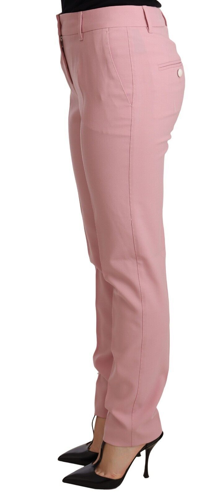 Dolce &amp; Gabbana Pantalon élégant en laine fuselée rose