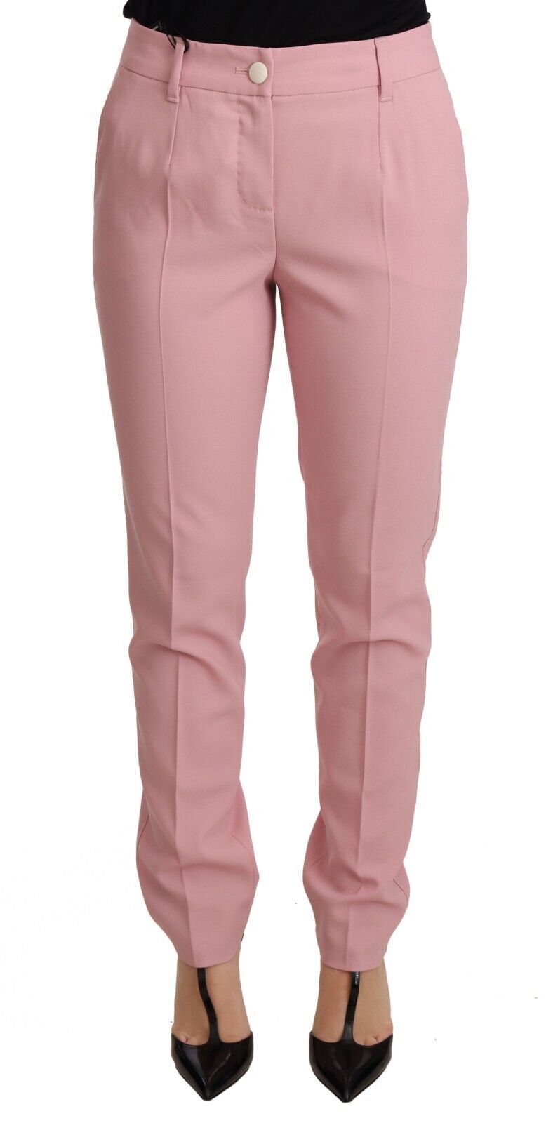 Dolce &amp; Gabbana Pantalon élégant en laine fuselée rose