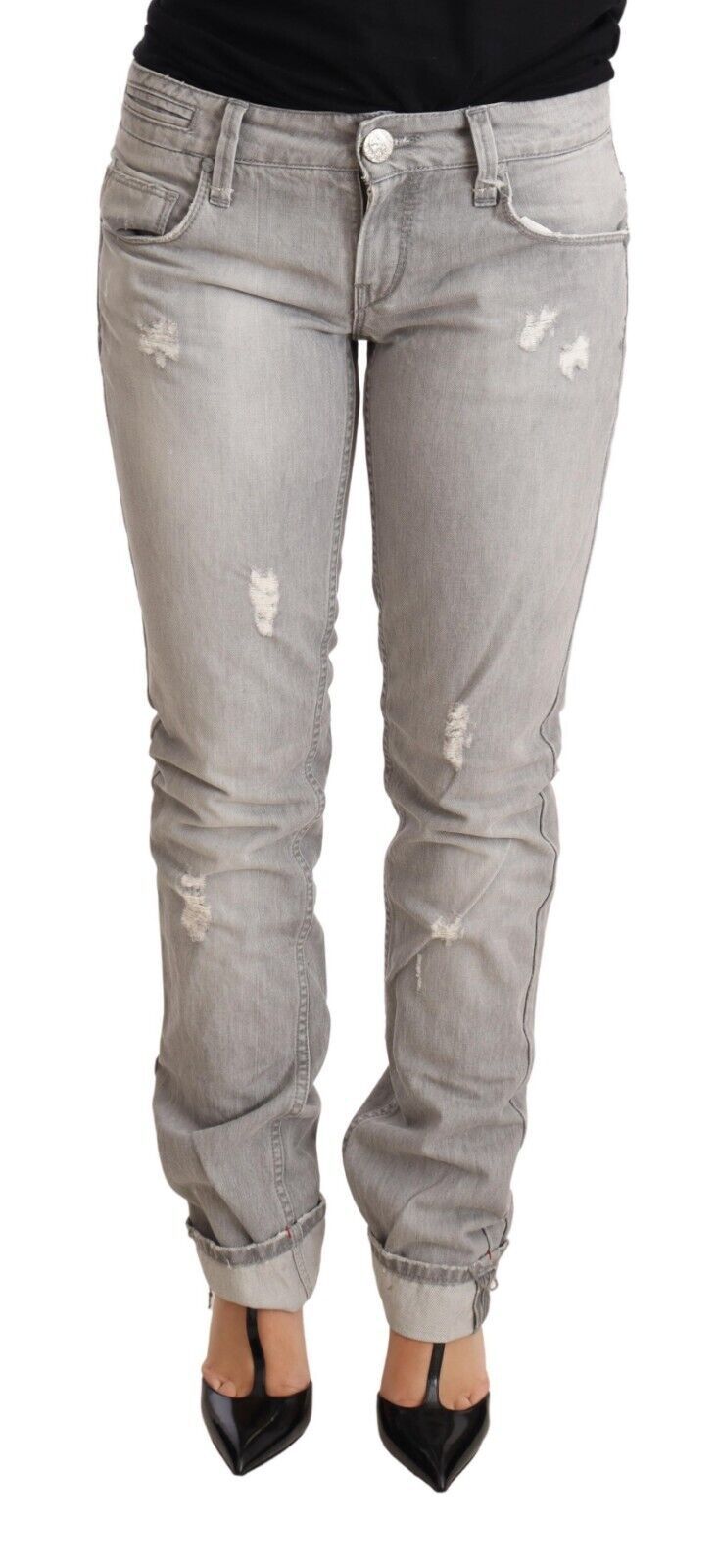 Jean Acht Chic coupe slim en lambeaux gris délavé