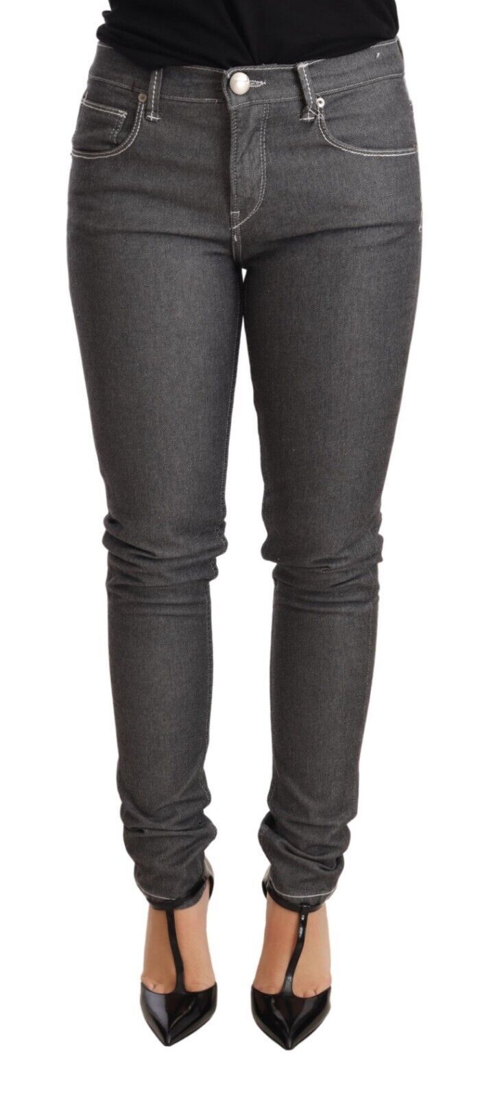 Jean skinny gris élégant taille moyenne Acht