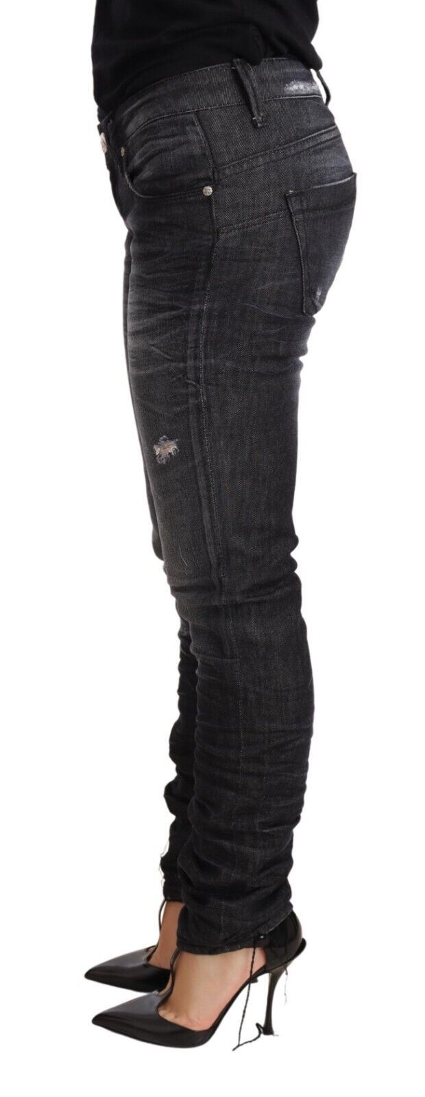 Acht élégant taille basse skinny noir denim