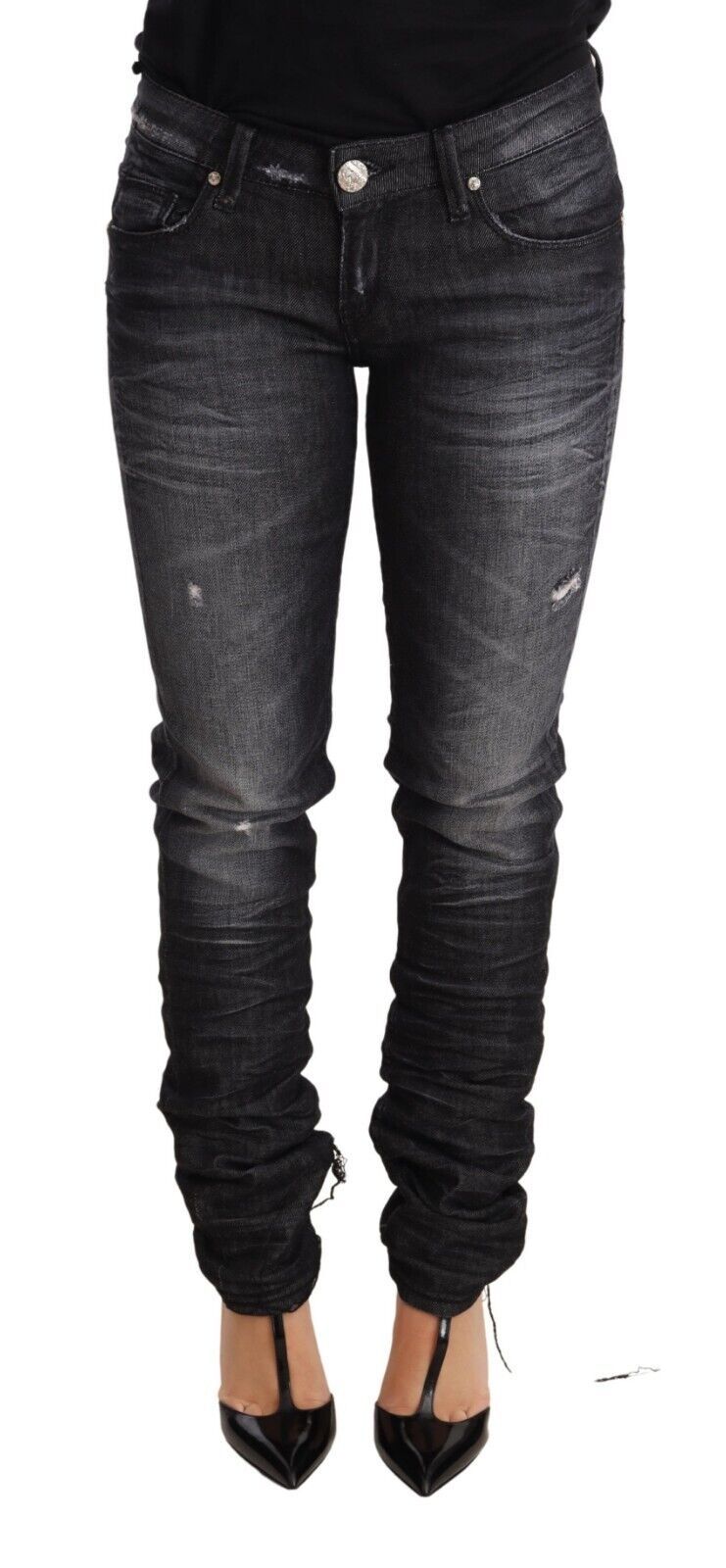 Acht élégant taille basse skinny noir denim