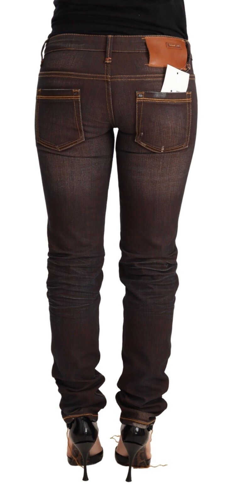 Jean skinny marron taille basse Acht Chic