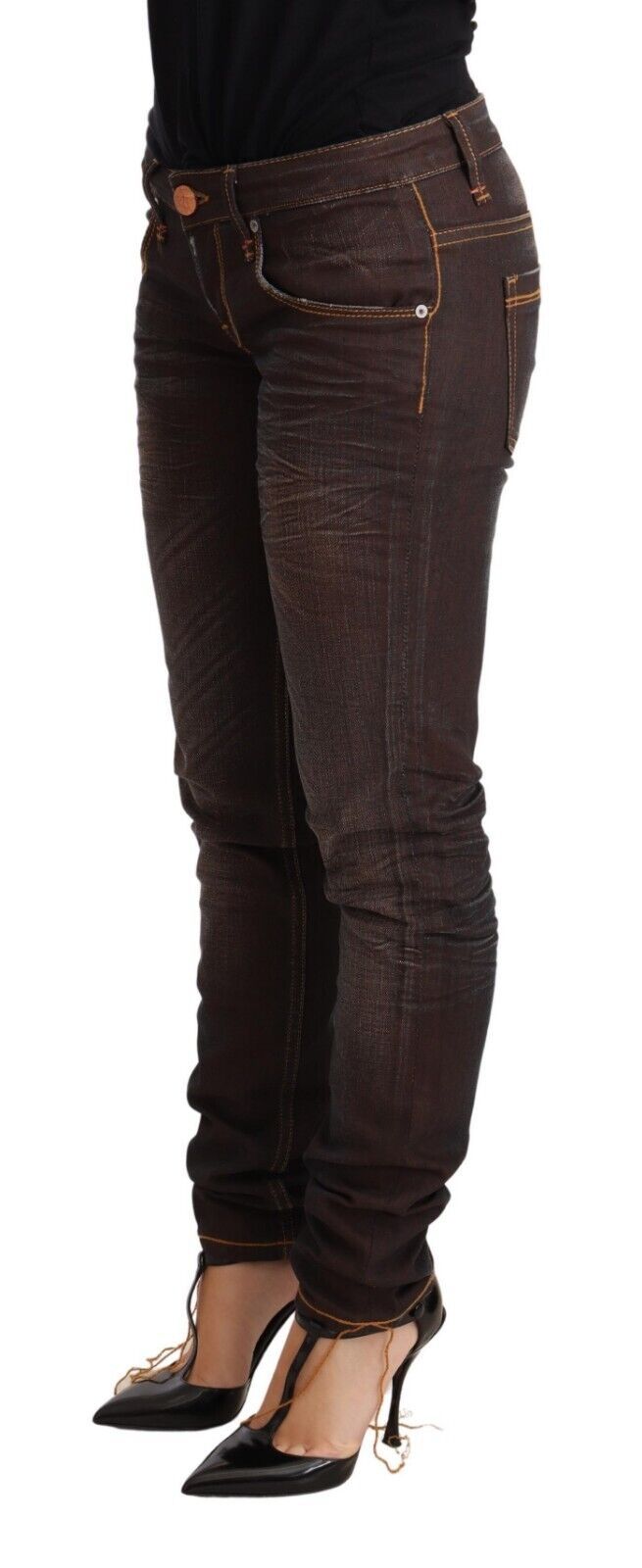 Jean skinny marron taille basse Acht Chic