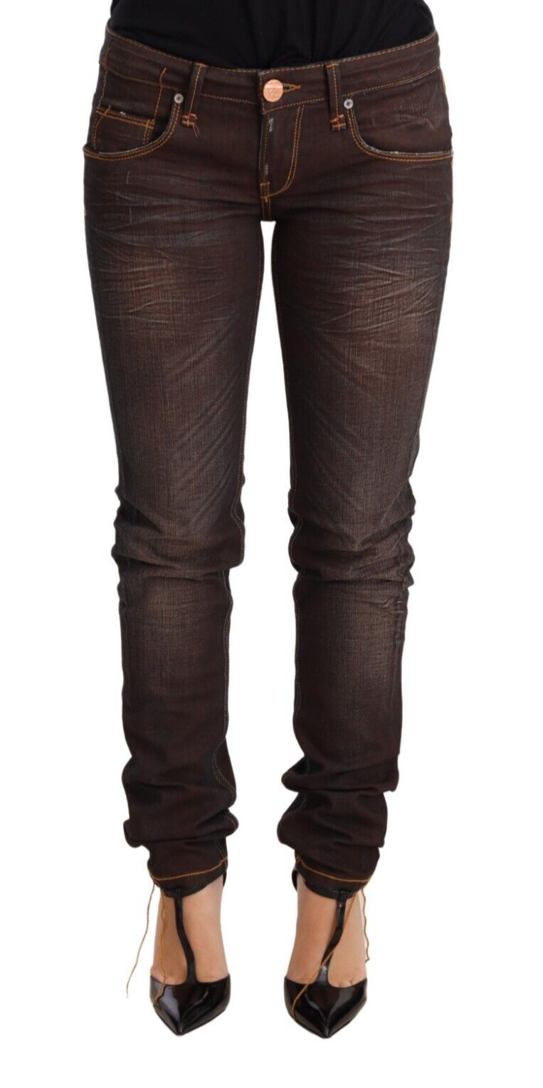 Jean skinny marron taille basse Acht Chic