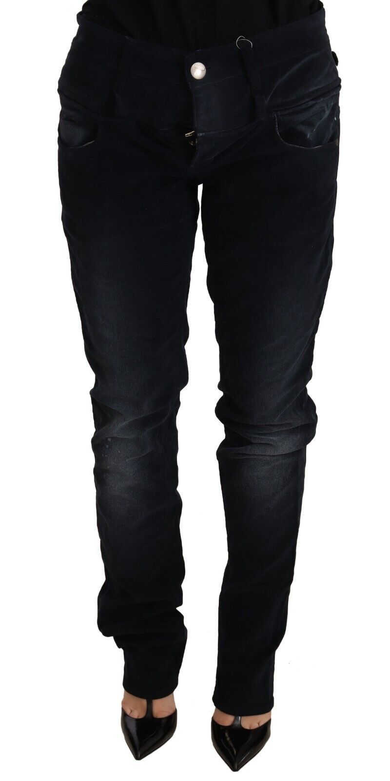 Acht Elegant Bleu Foncé Slim Fit Denim